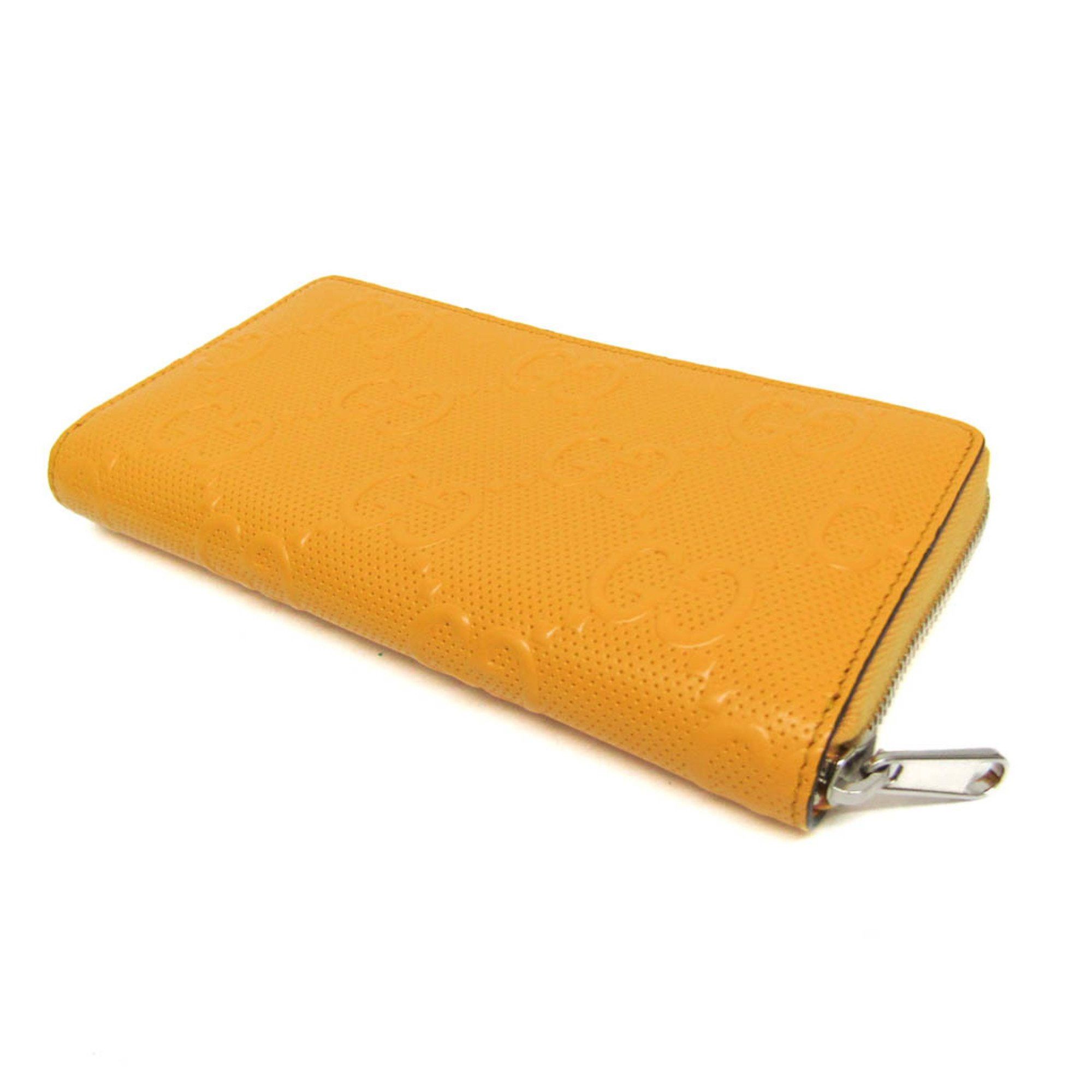 Gucci Gucci GG Embossed 625558 Men,Women Leather Long Wallet (bi-fold) Yellow Size ONE SIZE - 2 Thumbnail