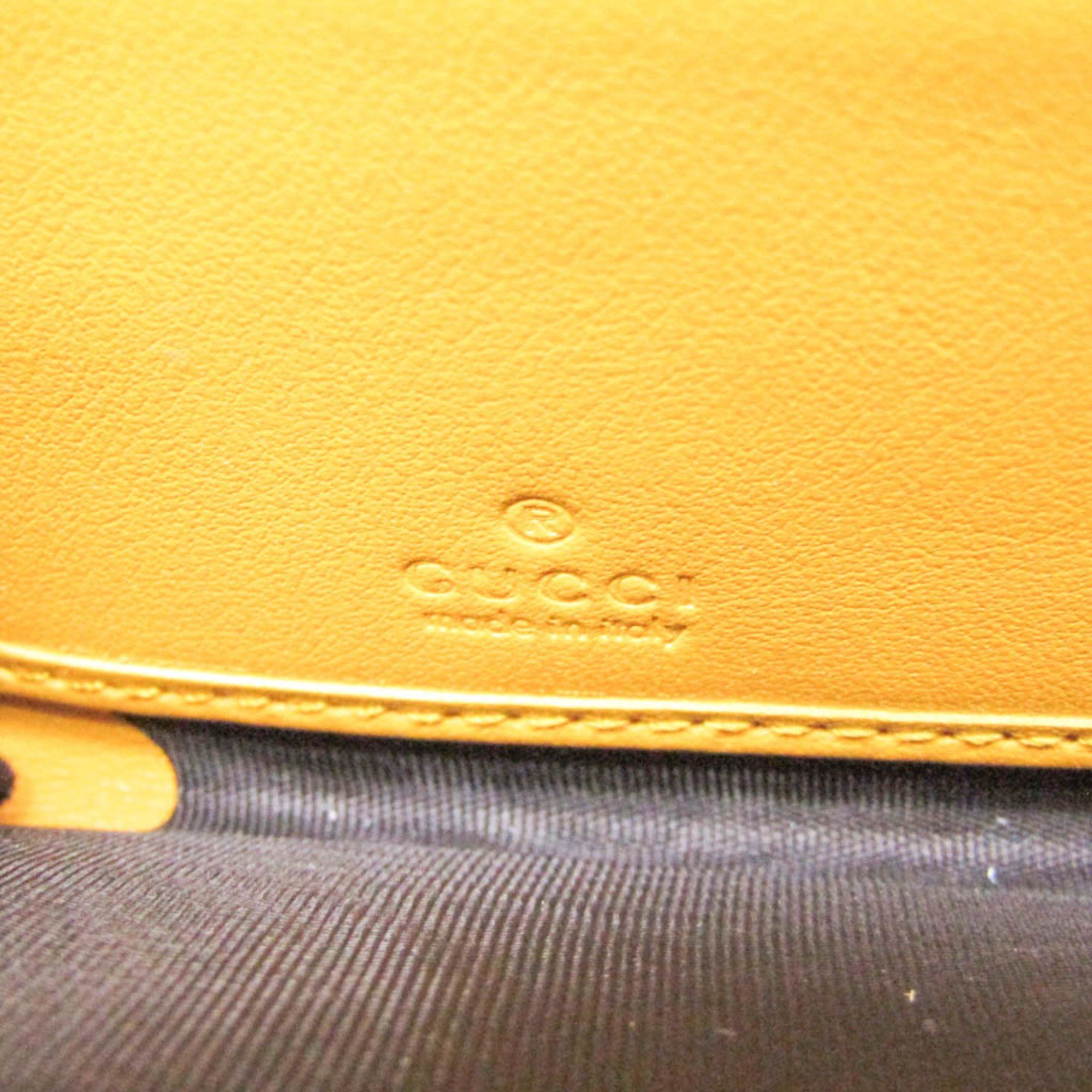 Gucci Gucci GG Embossed 625558 Men,Women Leather Long Wallet (bi-fold) Yellow Size ONE SIZE - 10 Thumbnail