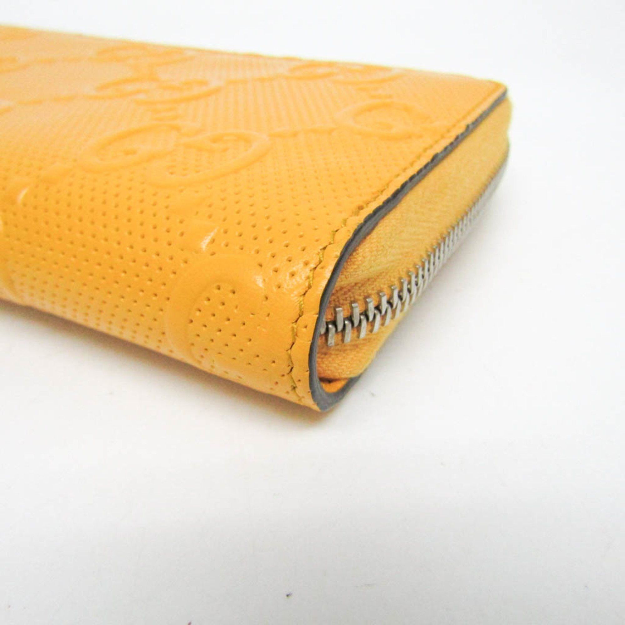 Gucci Gucci GG Embossed 625558 Men,Women Leather Long Wallet (bi-fold) Yellow Size ONE SIZE - 5 Thumbnail