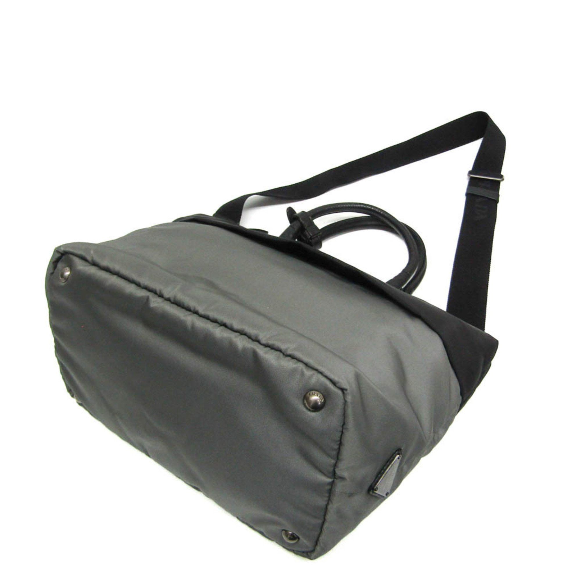 Prada Prada B1959V Women's Tessuto,Nappa Leather Handbag,Shoulder Bag Black,Gray Size ONE SIZE - 2 Thumbnail