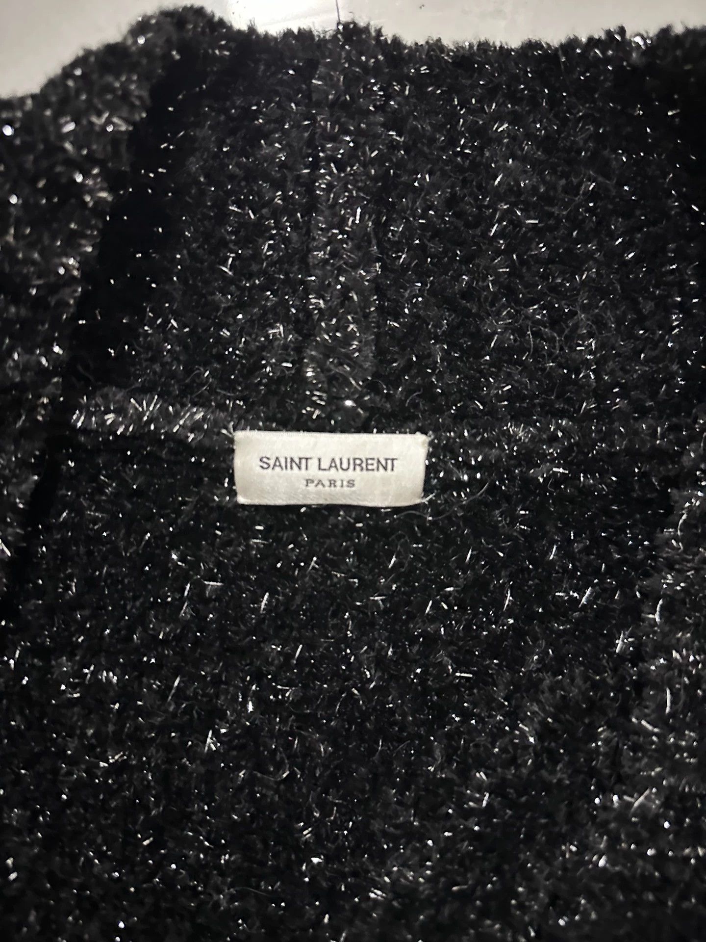 Saint Laurent Paris Saint Laurent Paris Silver Thread Snow Neale Thick Sweater Jacket Size US XXL / EU 58 / 5 - 2 Thumbnail