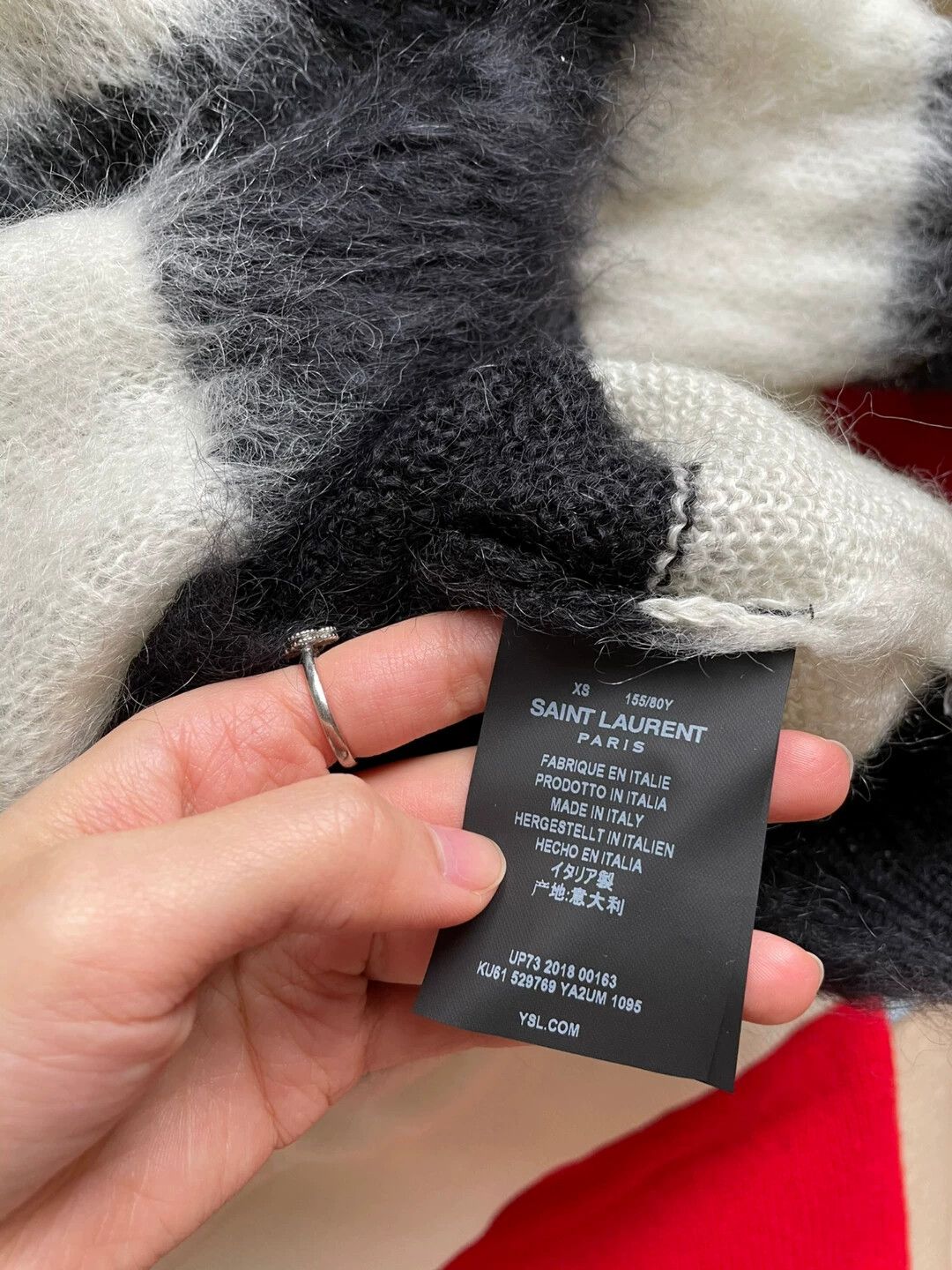 Saint Laurent Paris Saint Laurent Paris Black and white striped sweater with holes Size US XS / EU 42 / 0 - 3 Thumbnail