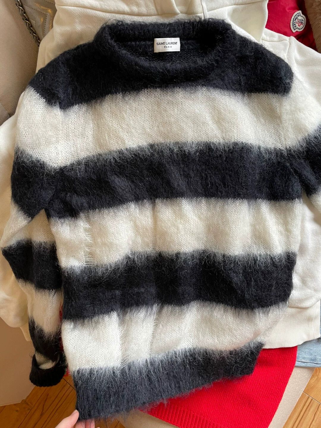 Saint Laurent Paris Saint Laurent Paris Black and white striped sweater with holes Size US XS / EU 42 / 0 - 2 Thumbnail