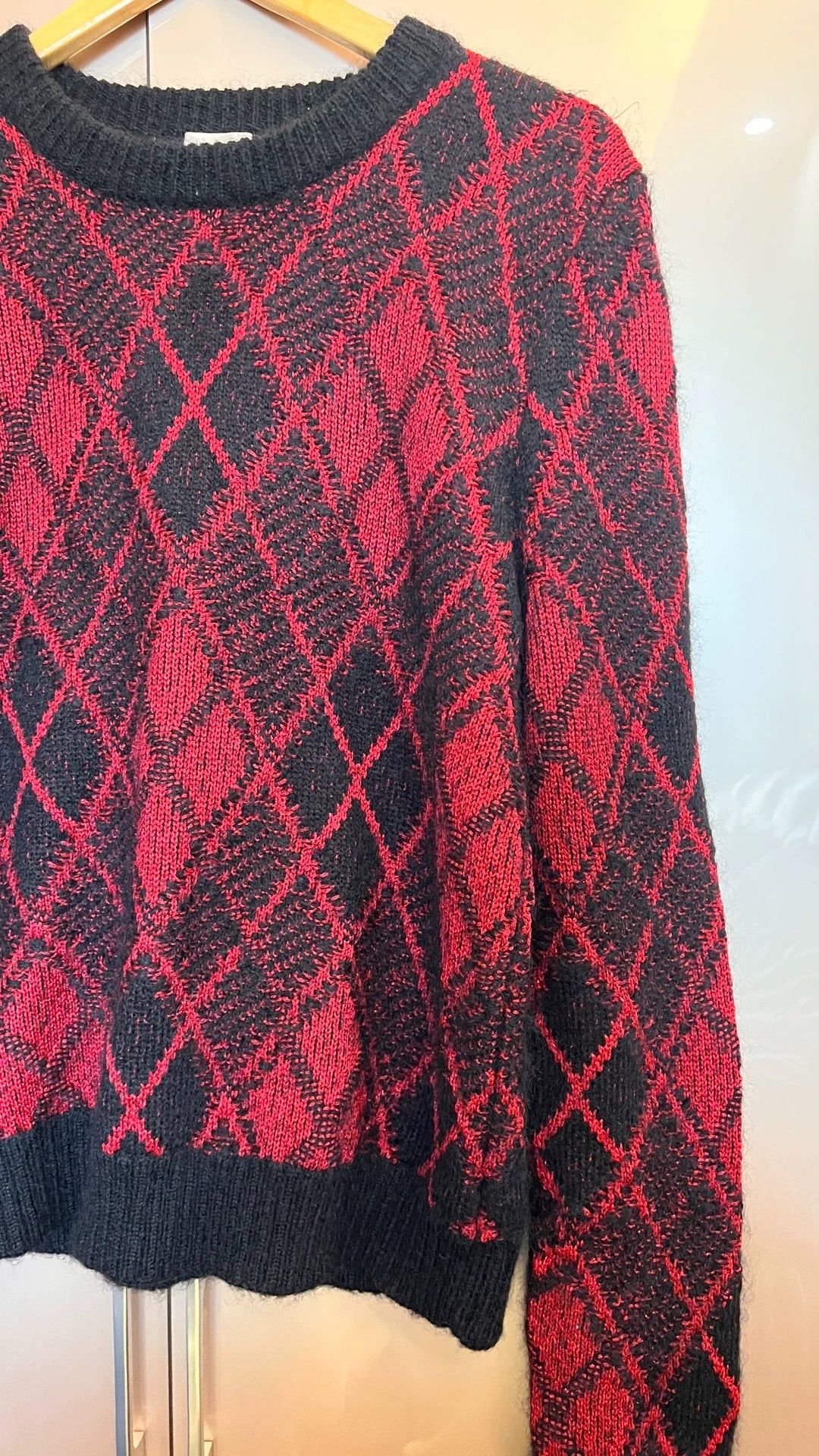 Saint Laurent Paris Saint Laurent Paris Red Haig pattern men's sweater Size US M / EU 48-50 / 2 - 7 Thumbnail