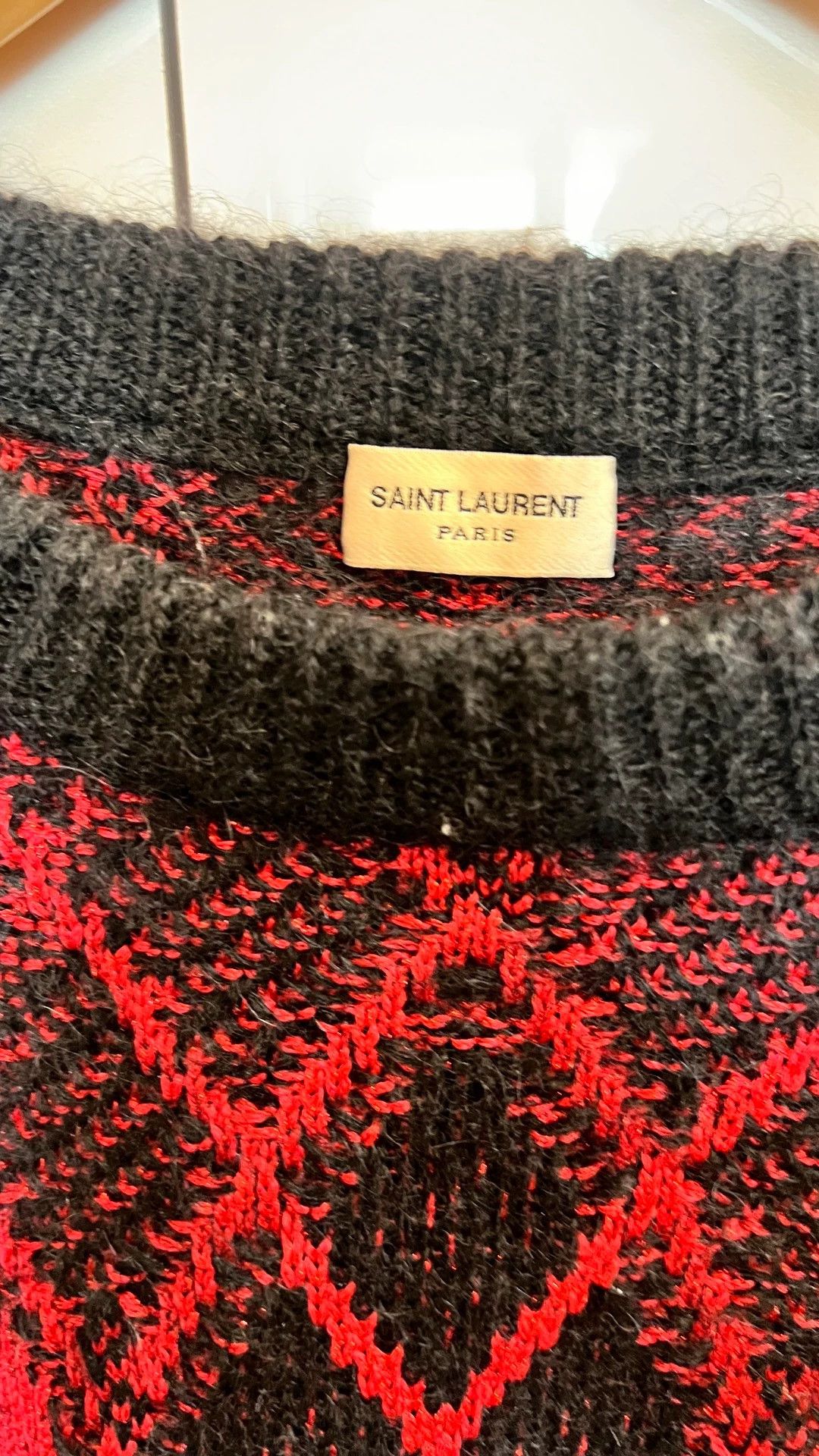 Saint Laurent Paris Saint Laurent Paris Red Haig pattern men's sweater Size US M / EU 48-50 / 2 - 2 Thumbnail