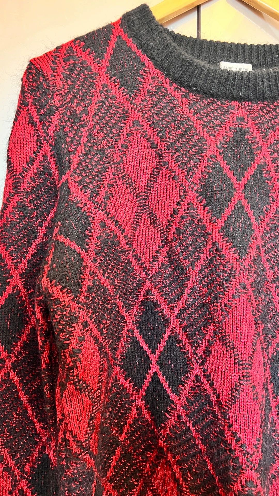 Saint Laurent Paris Saint Laurent Paris Red Haig pattern men's sweater Size US M / EU 48-50 / 2 - 6 Thumbnail