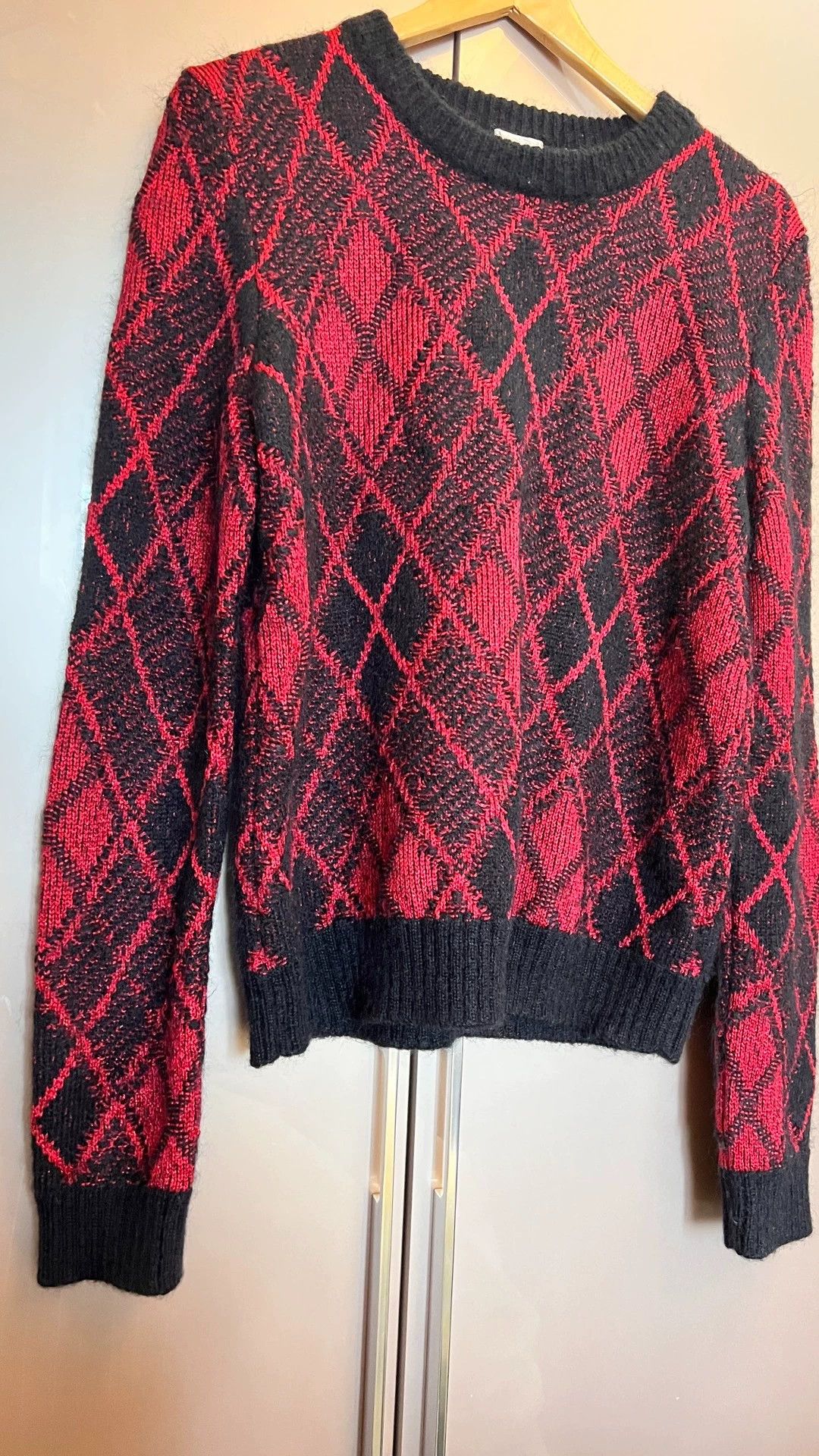 Saint Laurent Paris Saint Laurent Paris Red Haig pattern men's sweater Size US M / EU 48-50 / 2 - 4 Thumbnail
