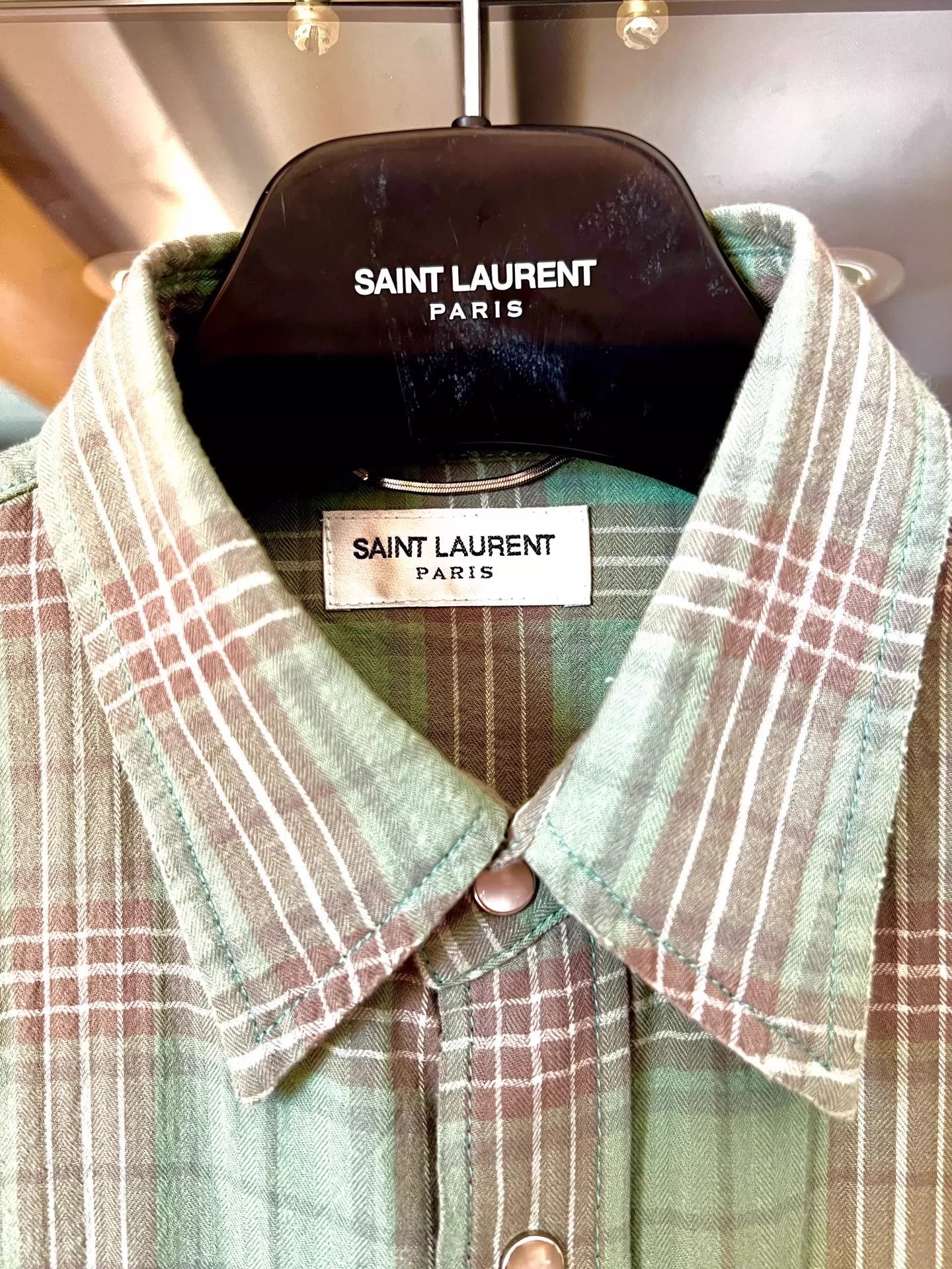 Saint Laurent Paris Saint Laurent Paris 16ss fashion show plaid fringed shirt Size US S / EU 44-46 / 1 - 3 Thumbnail