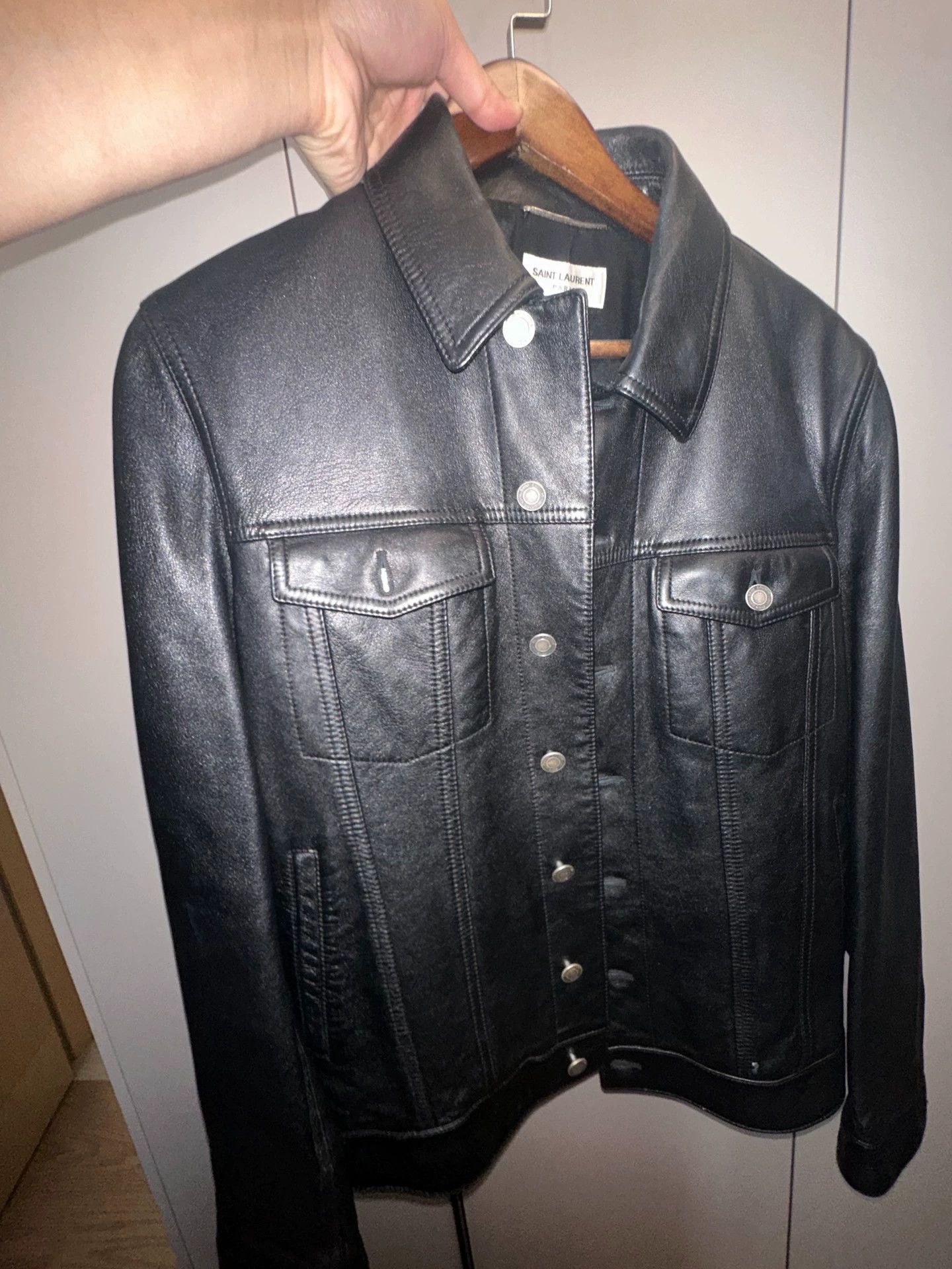 Saint Laurent Paris Saint Laurent Paris Limited edition silver buckle leather jacket Size US M / EU 48-50 / 2 - 4 Thumbnail