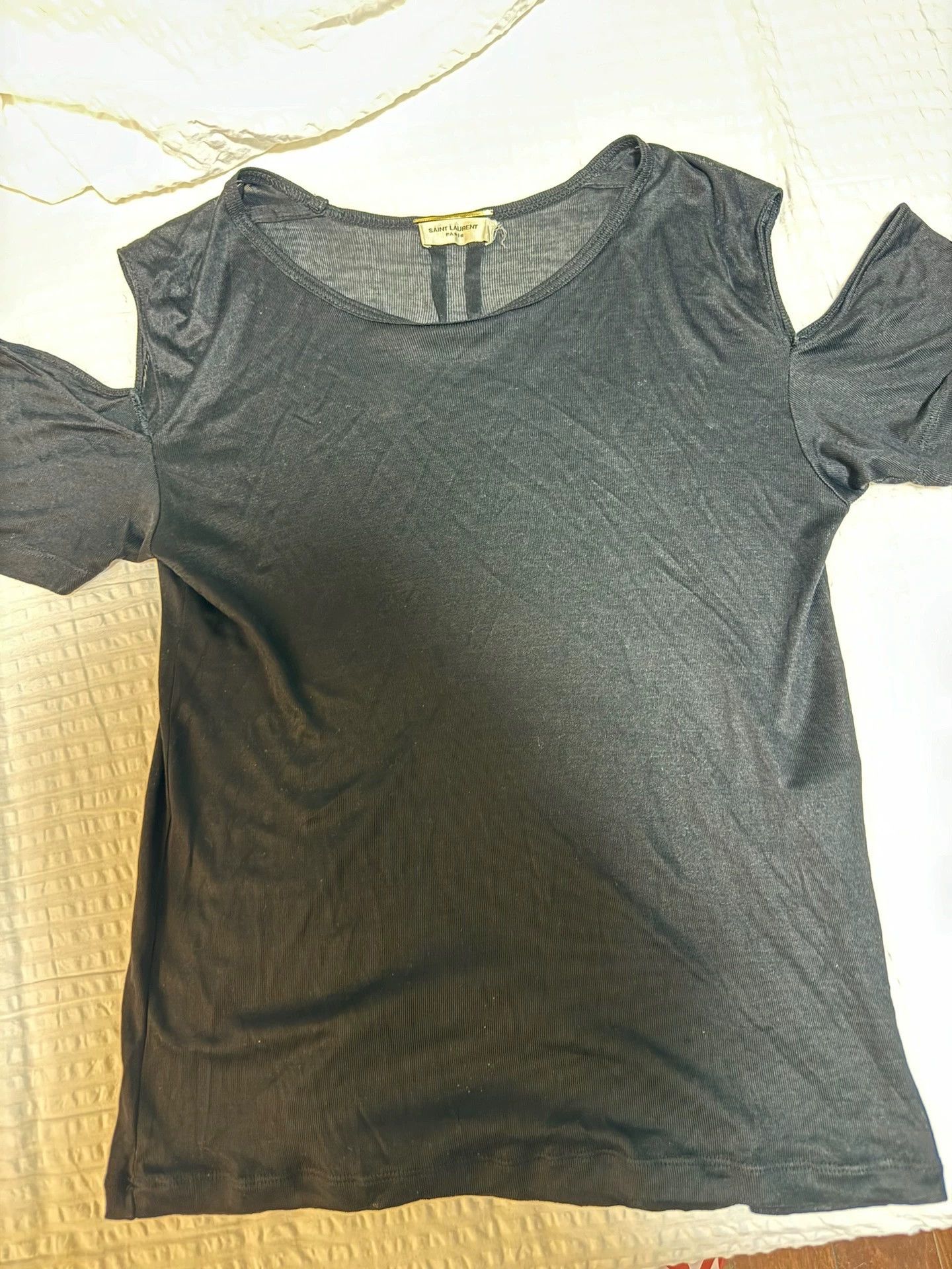 Saint Laurent Paris Saint Laurent Paris Real silk shoulder exposed short sleeved shirt Size US S / EU 44-46 / 1 - 3 Thumbnail