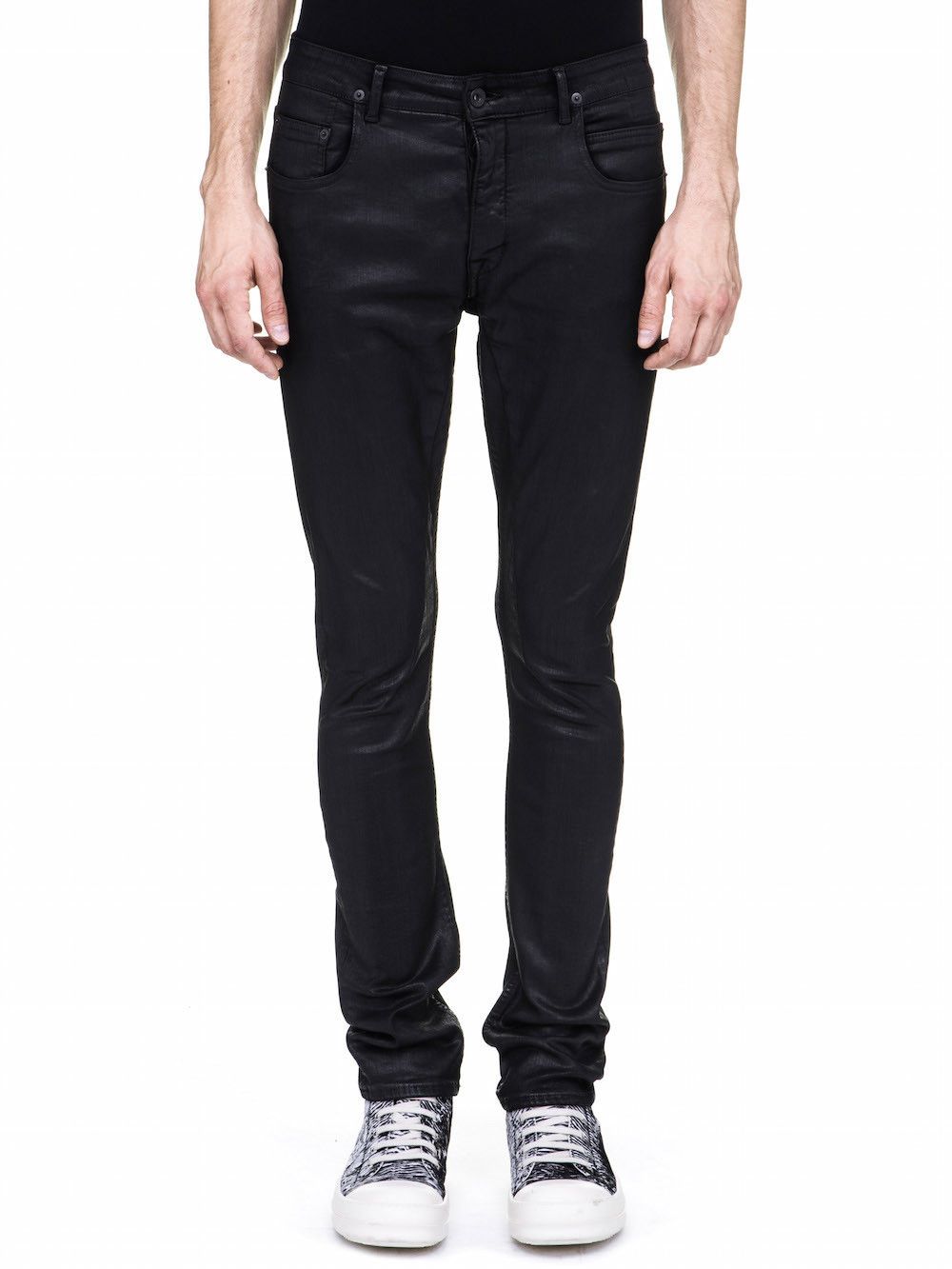 Rick Owens DRKSHDW Black Waxed Skinny Detriot Jeans Denim Pants Size 29 - BNWT
