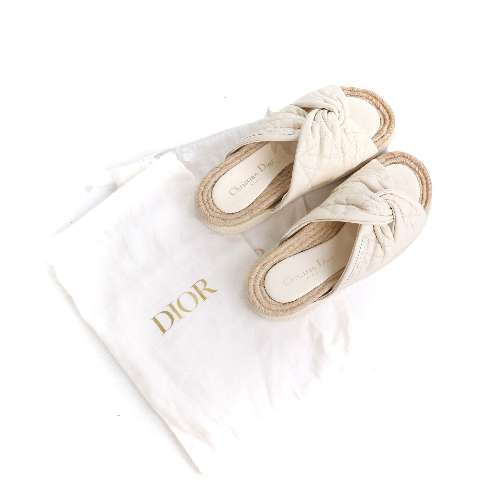 Dior DIOR - Dior D-Twist sandals in off-white leather (T38) Size US 7 / IT 37 - 10 Thumbnail