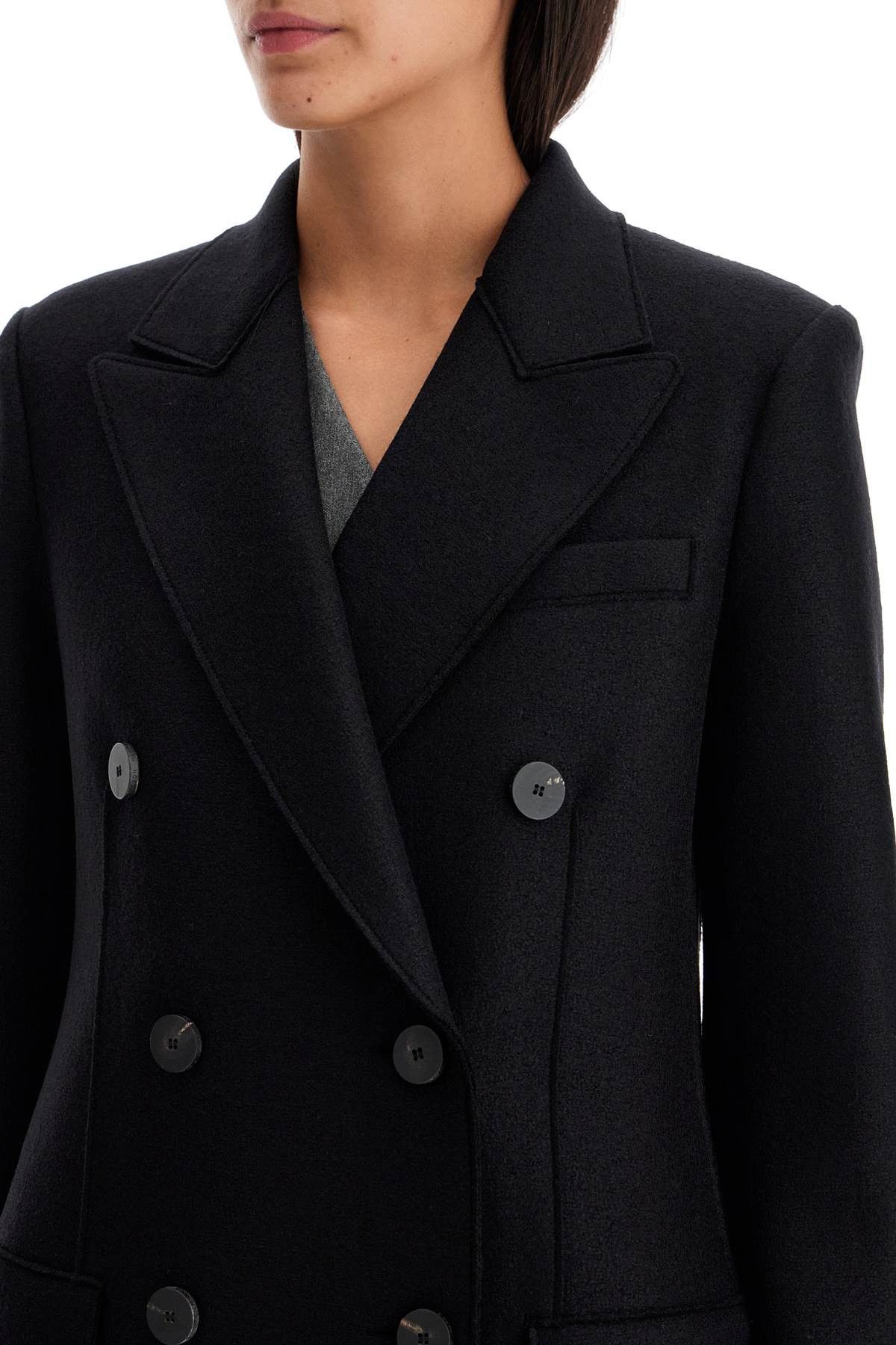Harris Wharf London HARRIS WHARF LONDON Double-Breasted Pressed Wool Coat Size XS / US 0-2 / IT 36-38 - 4 Thumbnail