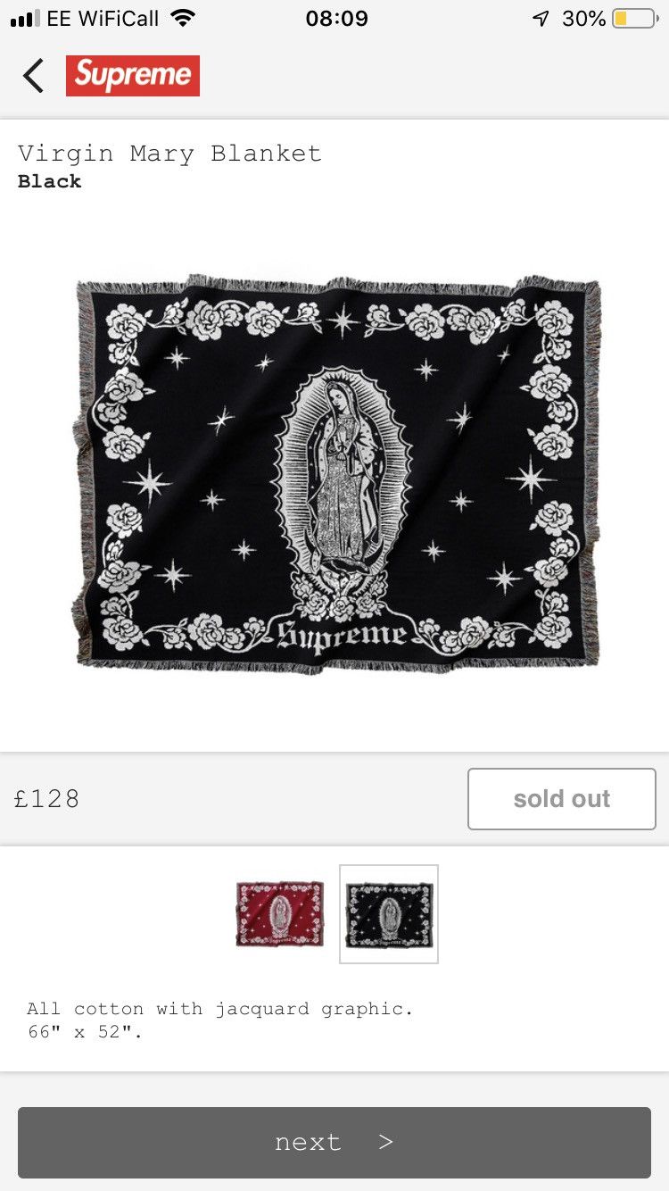 supreme virgin mary blanket blackインテリア/住まい/日用品