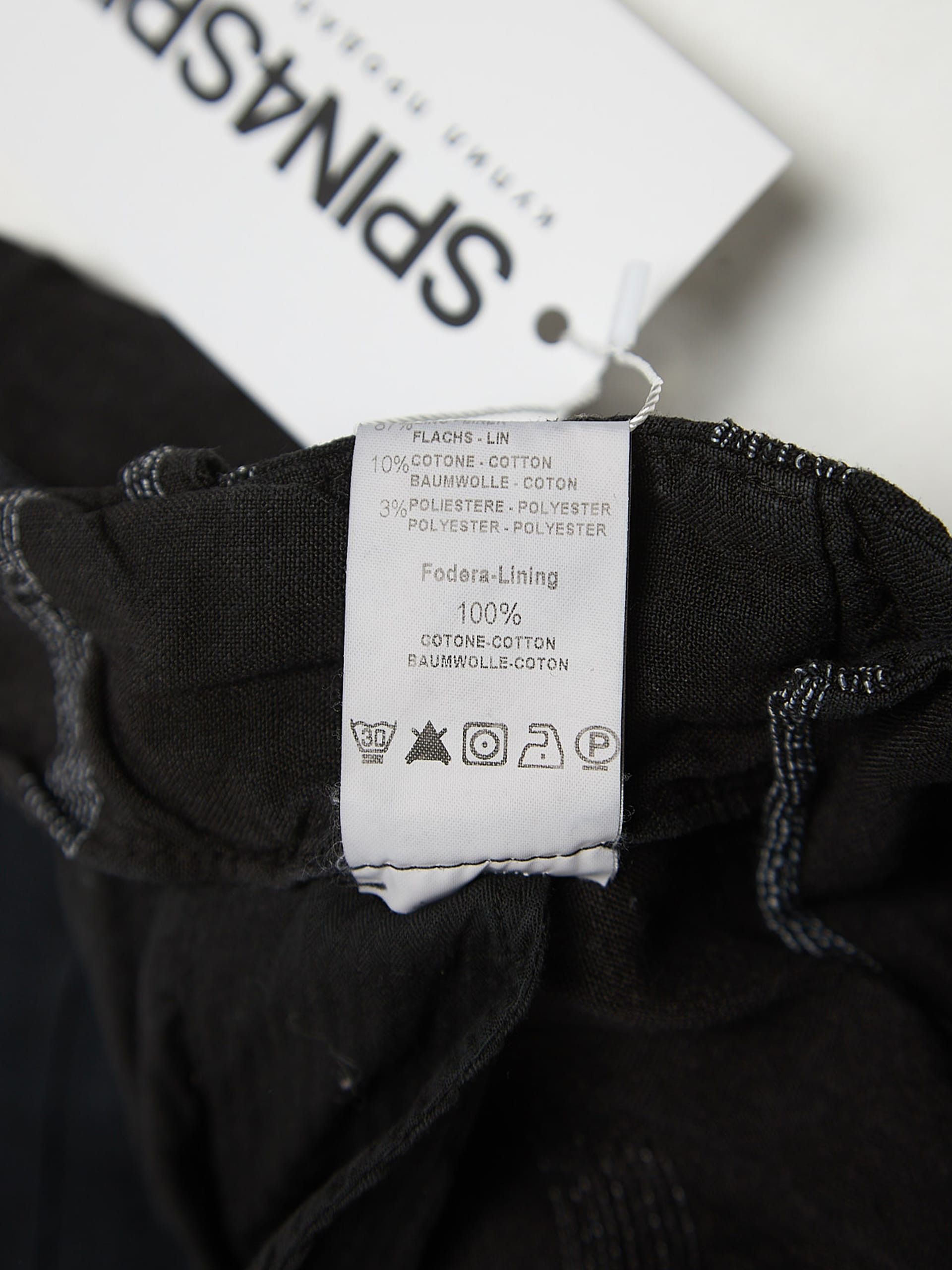 Black Striped Linen Blend Pants