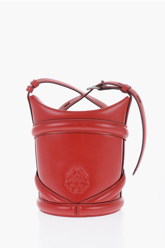 Alexander McQueen Curve Bucket Bag with Embossed Logo in red Size ONE SIZE - 2 Thumbnail