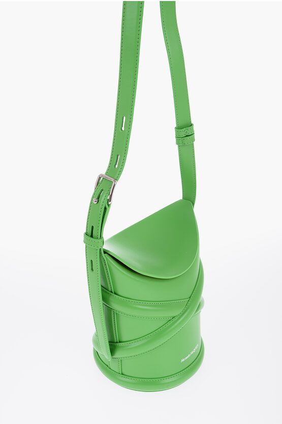 Alexander McQueen Curve Bucket Bag with Embossed Logo in green Size ONE SIZE - 3 Thumbnail