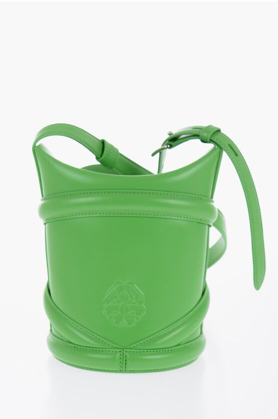 Alexander McQueen Curve Bucket Bag with Embossed Logo in green Size ONE SIZE - 2 Thumbnail