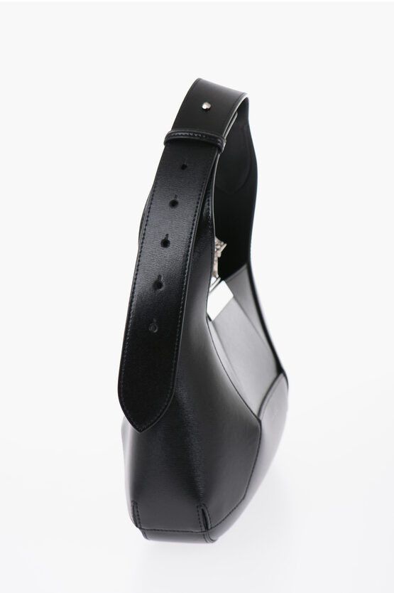 Alexander McQueen Saffiano Leather Hobo Bag with Jewellery Closure in black Size ONE SIZE - 2 Thumbnail