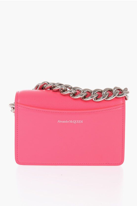 Alexander McQueen Leather Four Ring Clutch with Silver-Tone Chain Size ONE SIZE - 2 Thumbnail