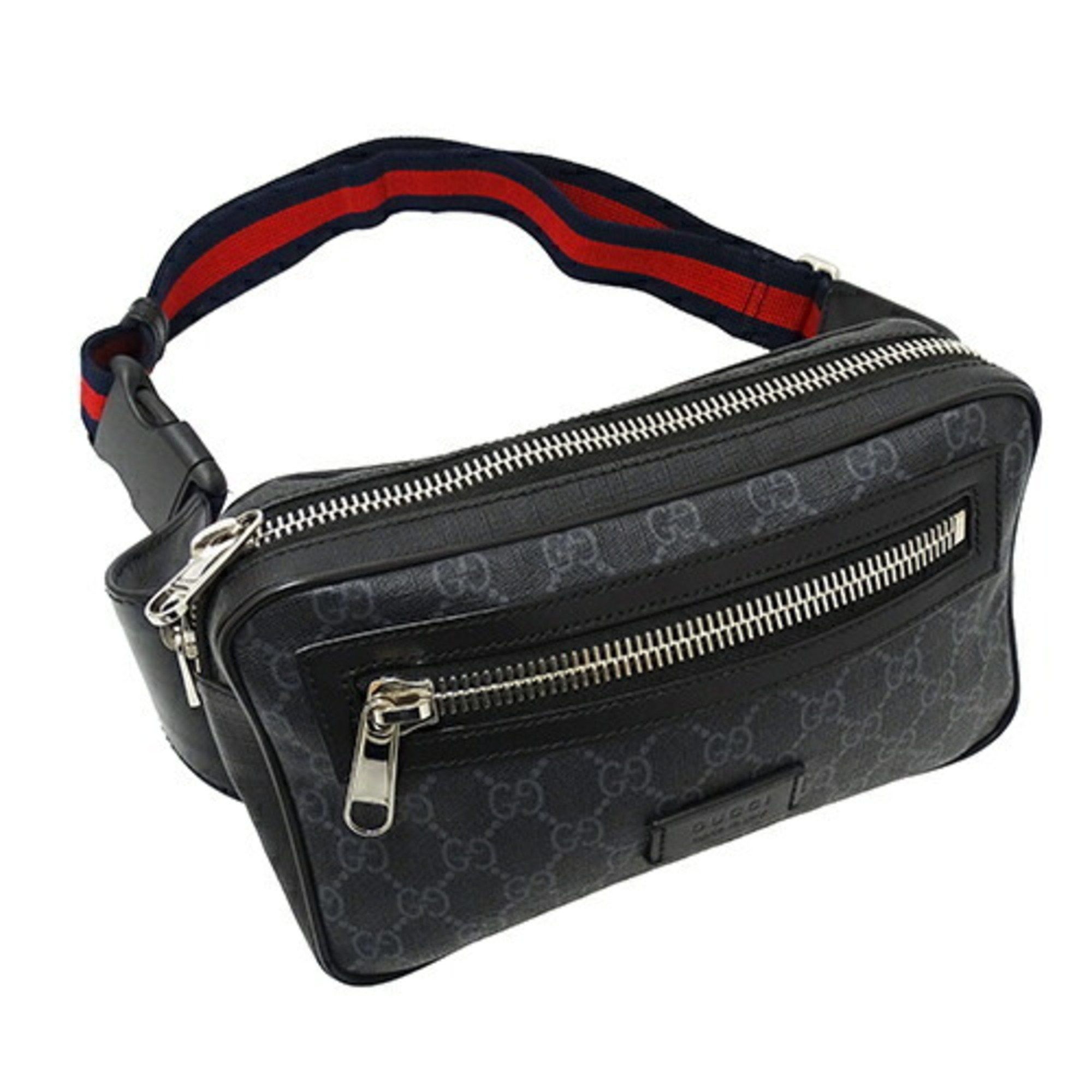 Gucci GUCCI Bag Men's Body Waist GG Supreme Web Black 474293 Compact Size ONE SIZE - 6 Thumbnail