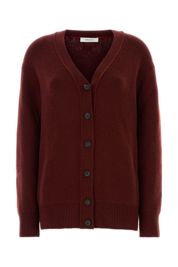 Salvatore Ferragamo Burgundy Cashmere Blend Cardigan Size XS / US 0-2 / IT 36-38 - 3 Thumbnail