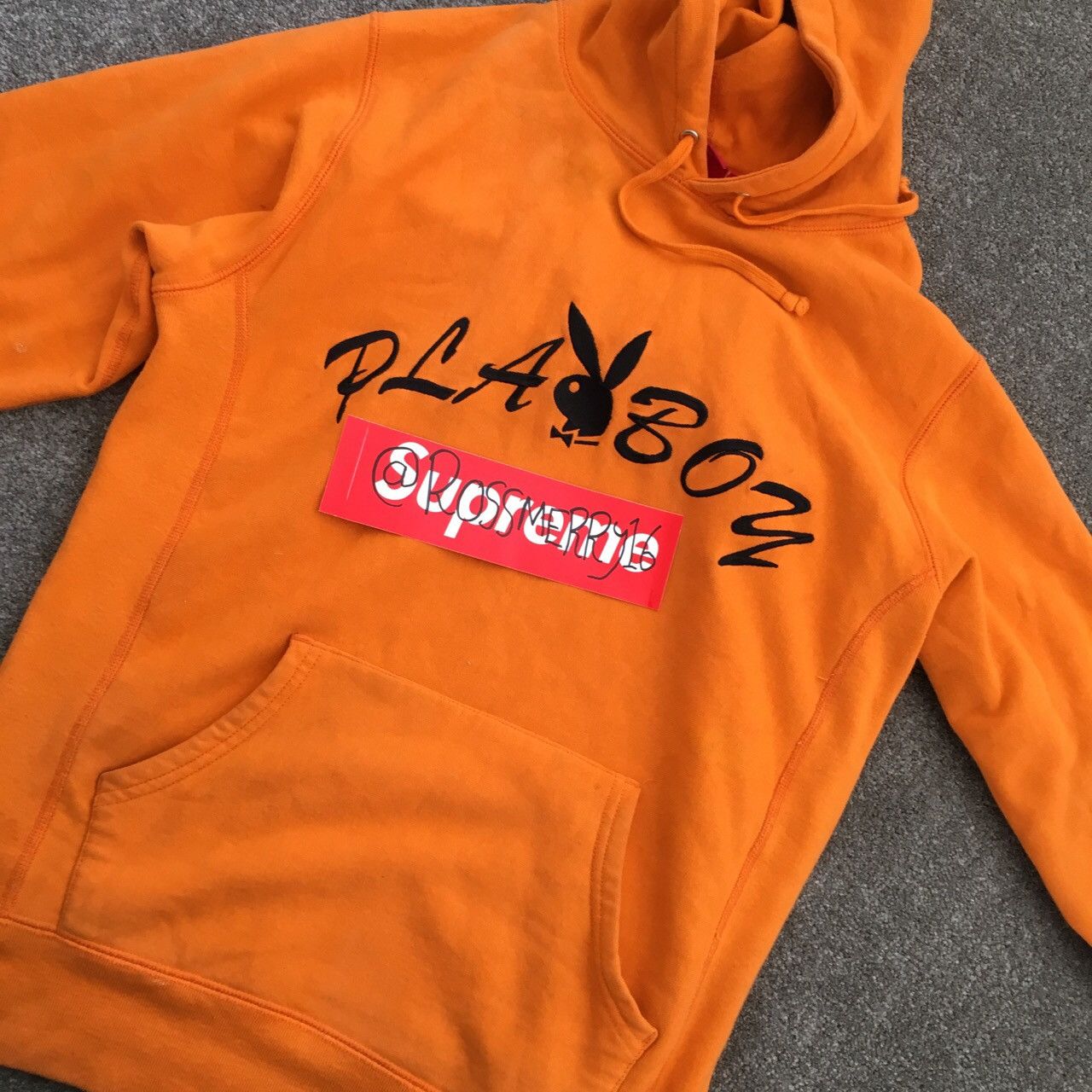 Playboy Supreme Supreme X Playboy Orange Hoodie Grailed