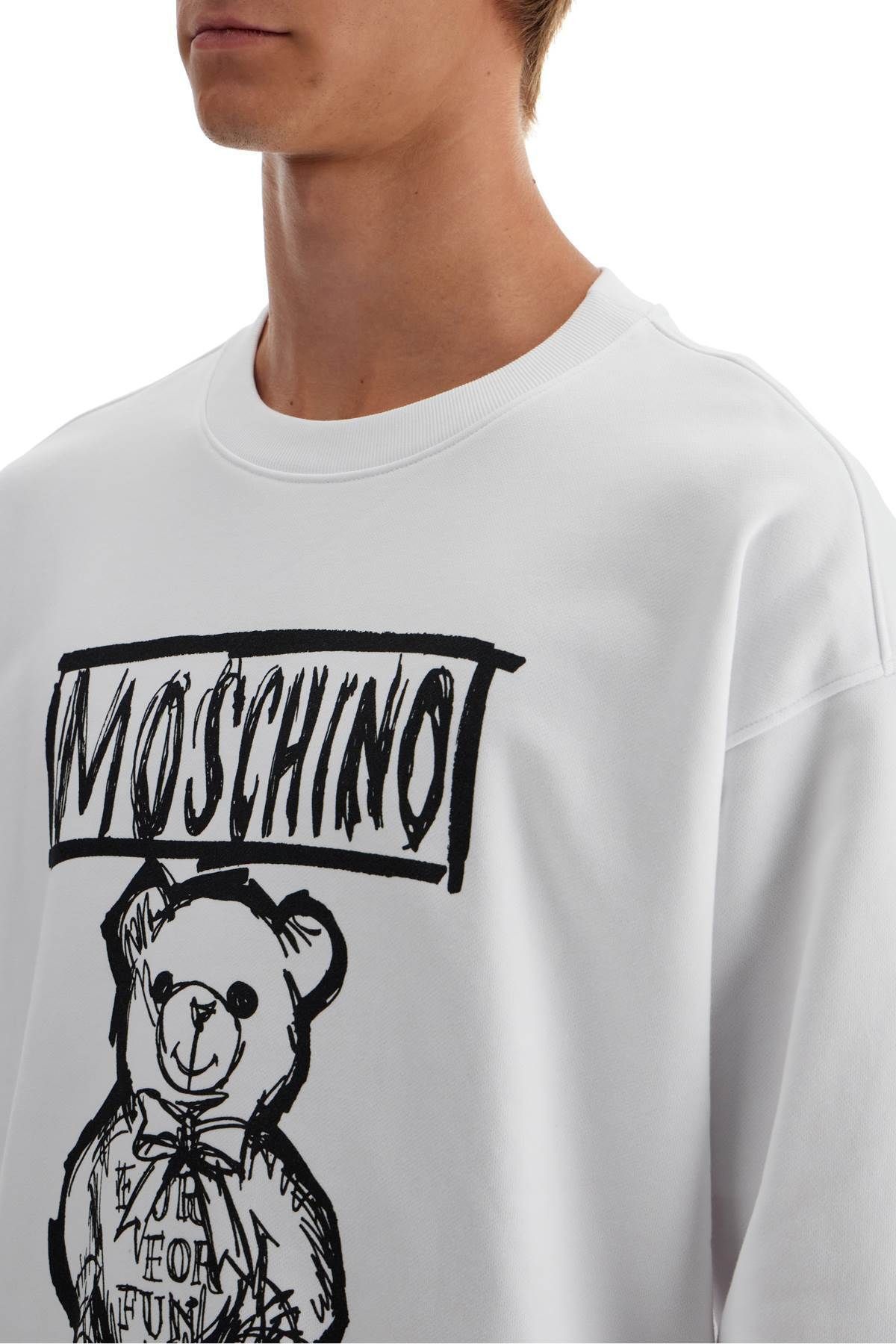 Mens moschino teddy bear sweatshirt deals