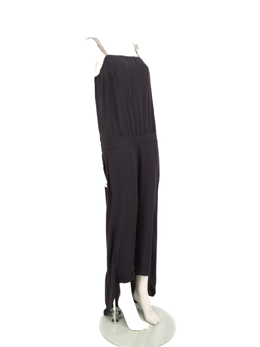 Brunello Cucinelli Navy Silk Jumpsuit Size 30" / US 8 / IT 44 - 2 Thumbnail