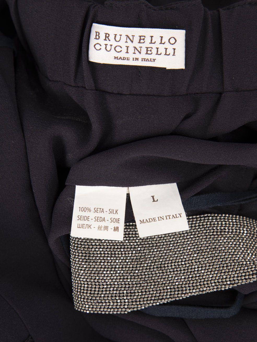 Brunello Cucinelli Navy Silk Jumpsuit Size 30" / US 8 / IT 44 - 9 Thumbnail