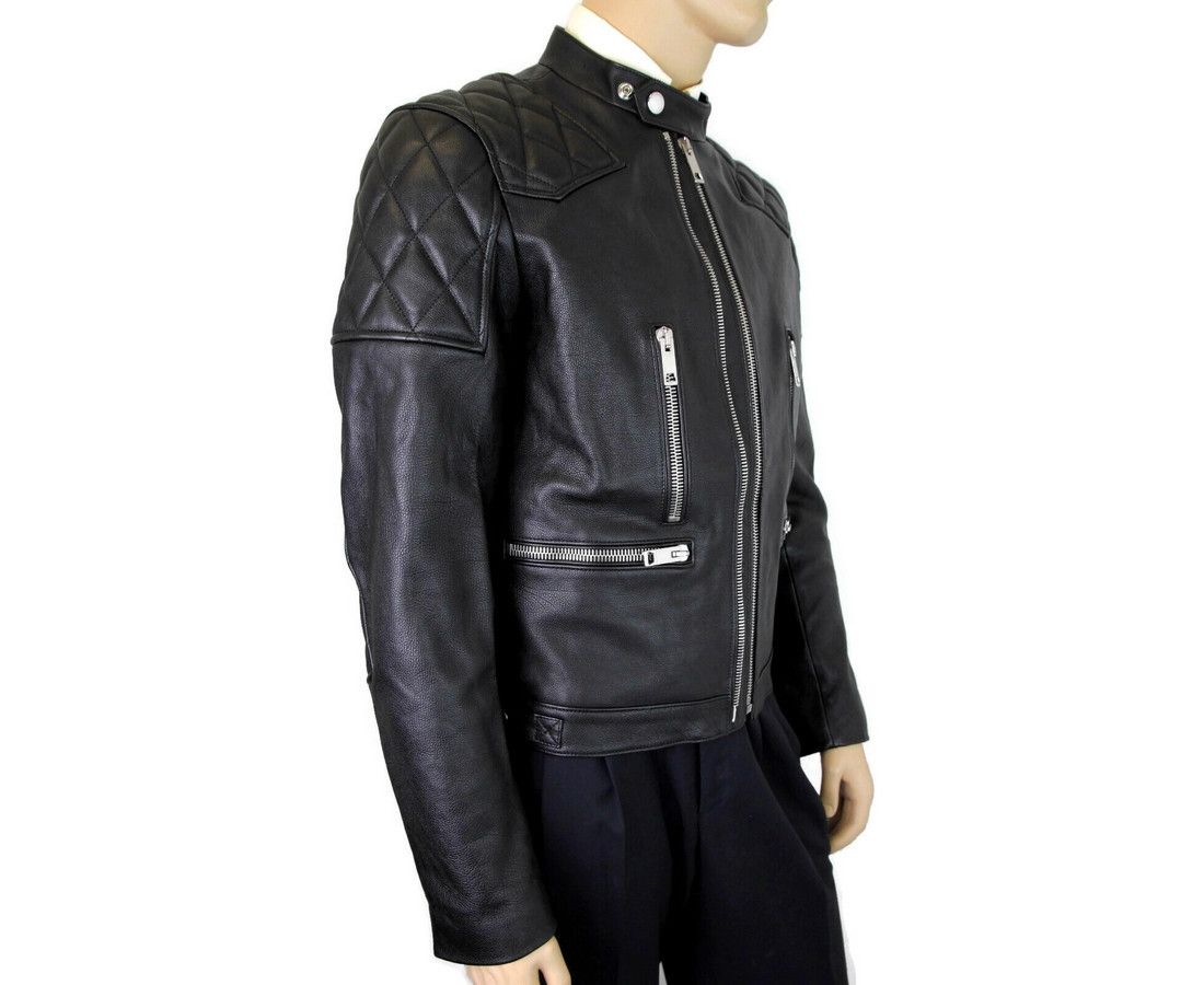Burberry Men's Black Leather Diamond Quilted Biker Jacket (50 EU / Size US M / EU 48-50 / 2 - 3 Thumbnail
