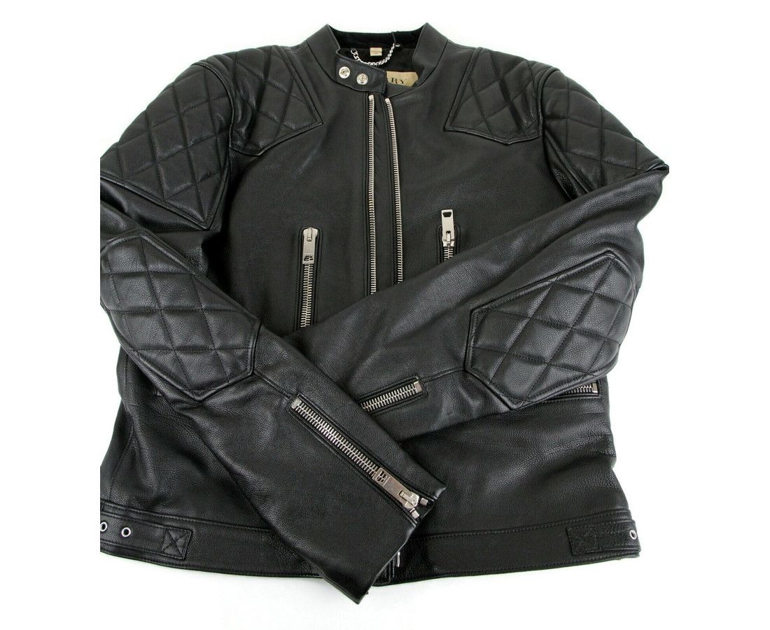 Burberry Men's Black Leather Diamond Quilted Biker Jacket (50 EU / Size US M / EU 48-50 / 2 - 6 Thumbnail