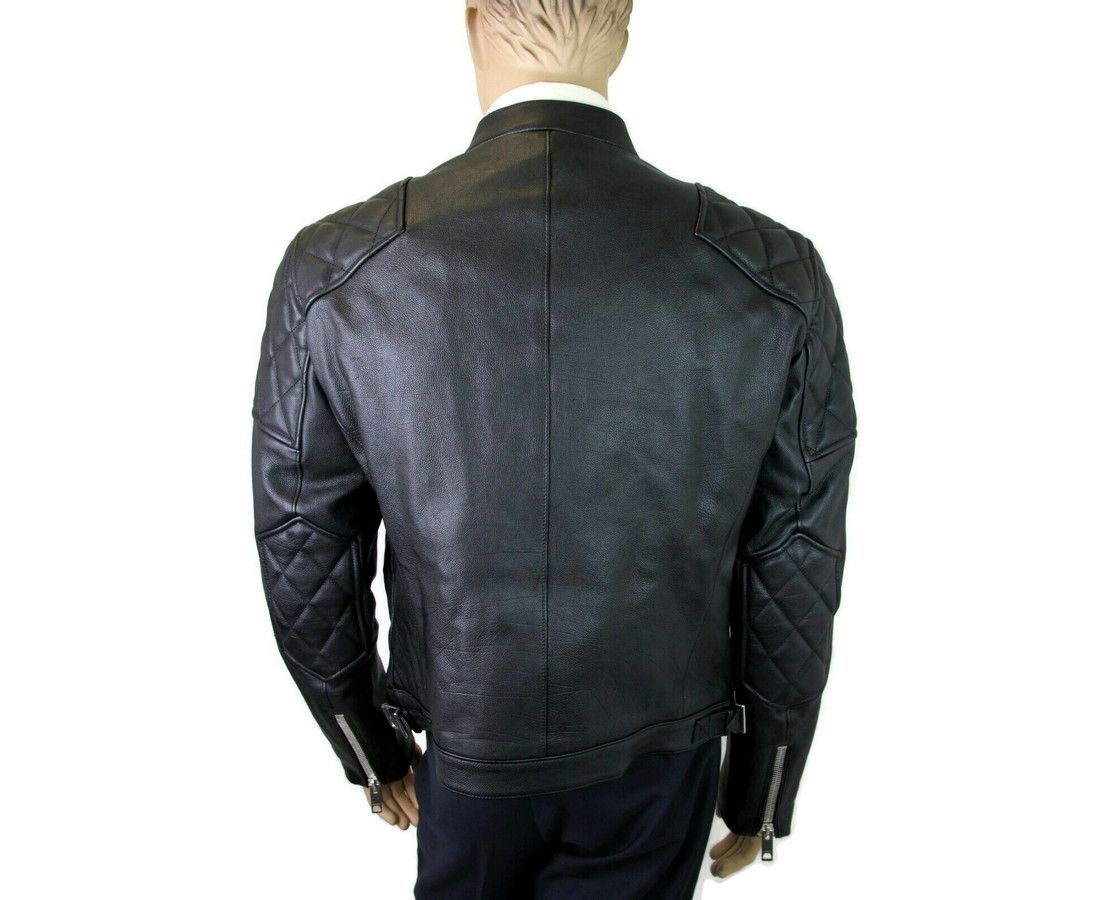 Burberry Men's Black Leather Diamond Quilted Biker Jacket (50 EU / Size US M / EU 48-50 / 2 - 4 Thumbnail