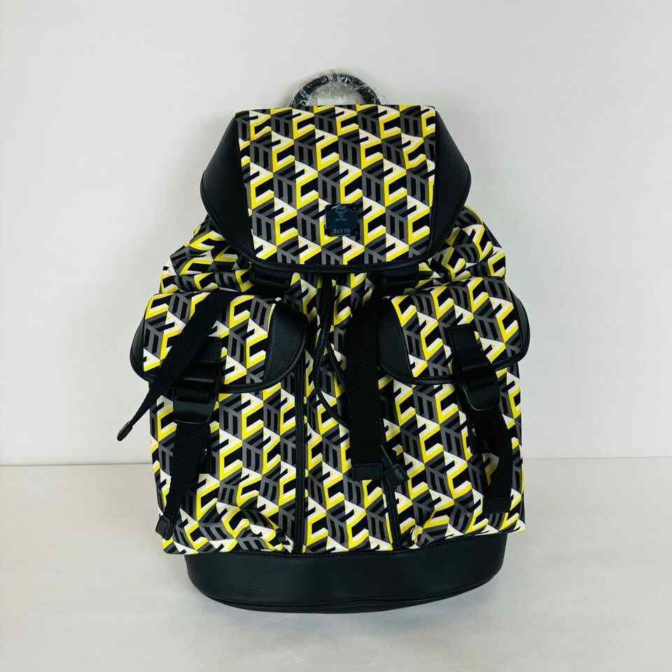 MCM Brandenburg Yellow/Black Cubic Monogram Unisex Nylon Size ONE SIZE - 7 Thumbnail