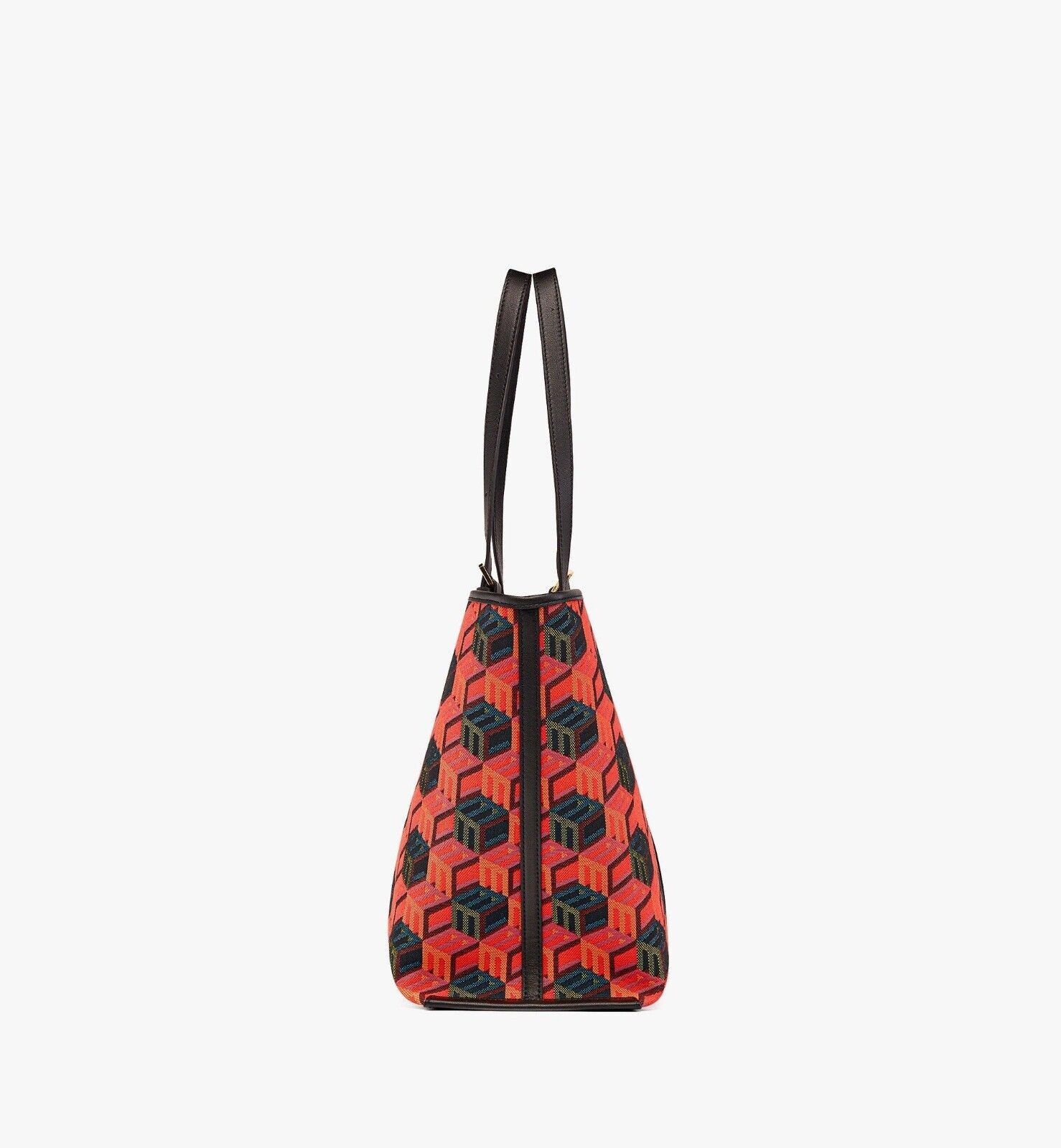 MCM WOmen's Orange/Red Cubic Logo Jacquard Medium Tote Leather Size ONE SIZE - 7 Thumbnail