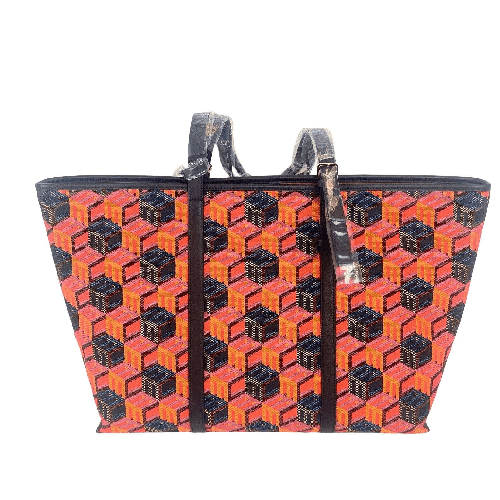 MCM WOmen's Orange/Red Cubic Logo Jacquard Medium Tote Leather Size ONE SIZE - 2 Thumbnail