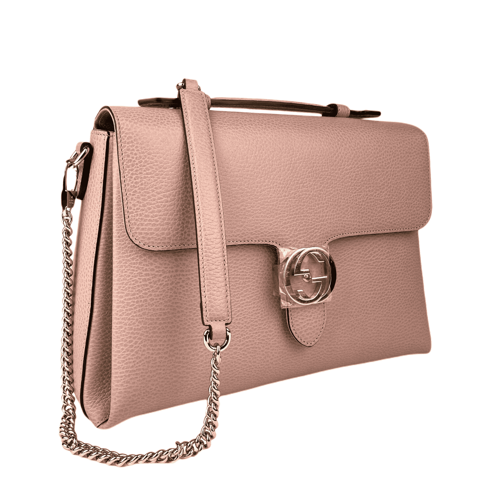 Powder Pink Leather Large Interlocking G Crossbody Chain