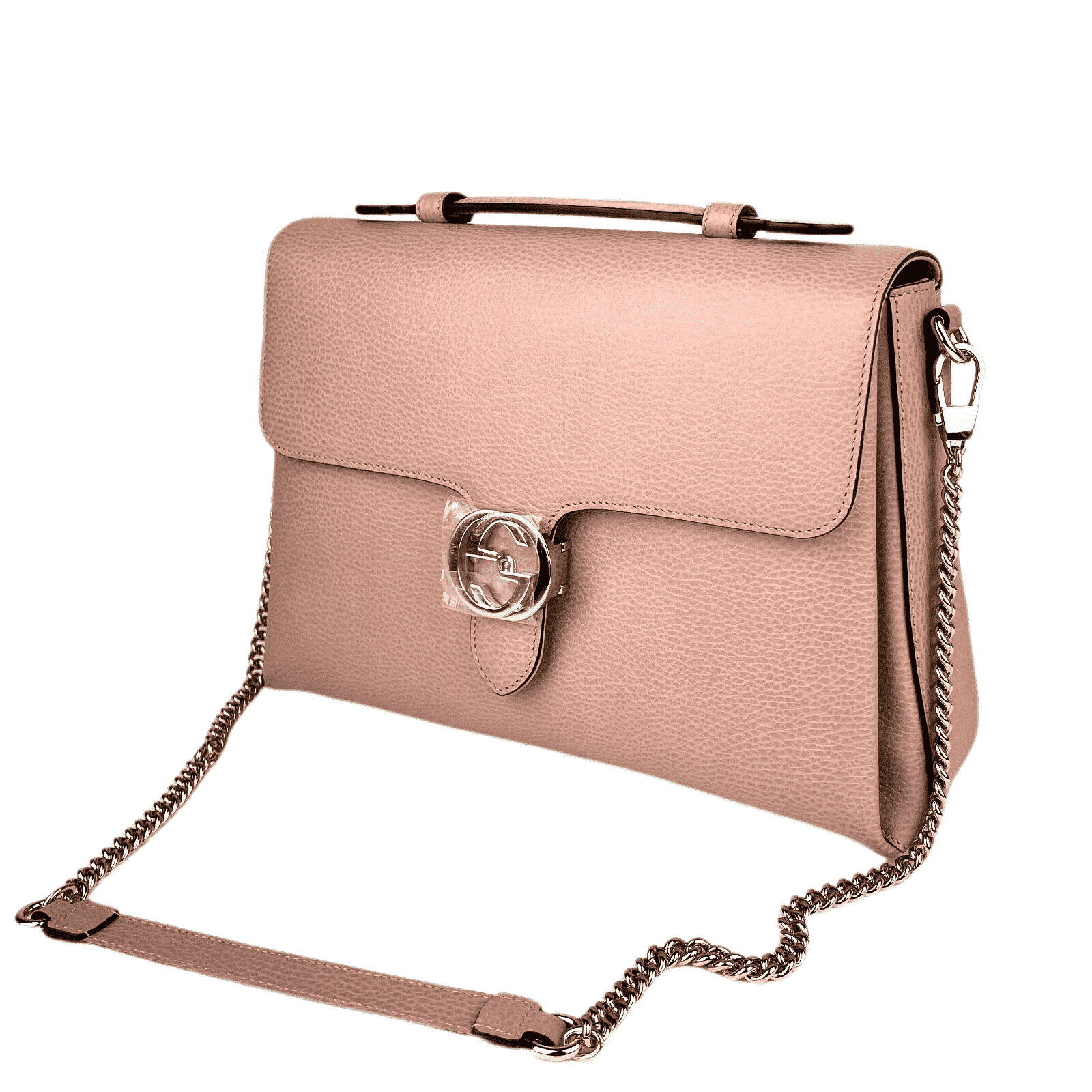 Powder Pink Leather Large Interlocking G Crossbody Chain