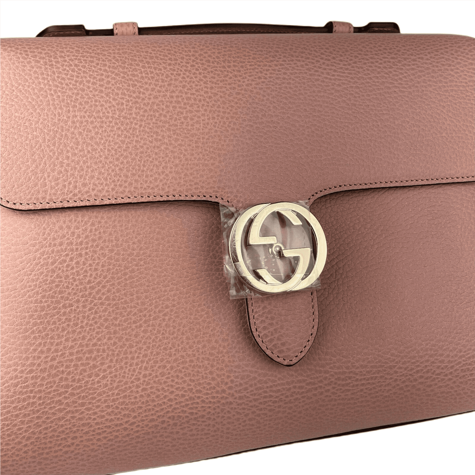 Powder Pink Leather Large Interlocking G Crossbody Chain