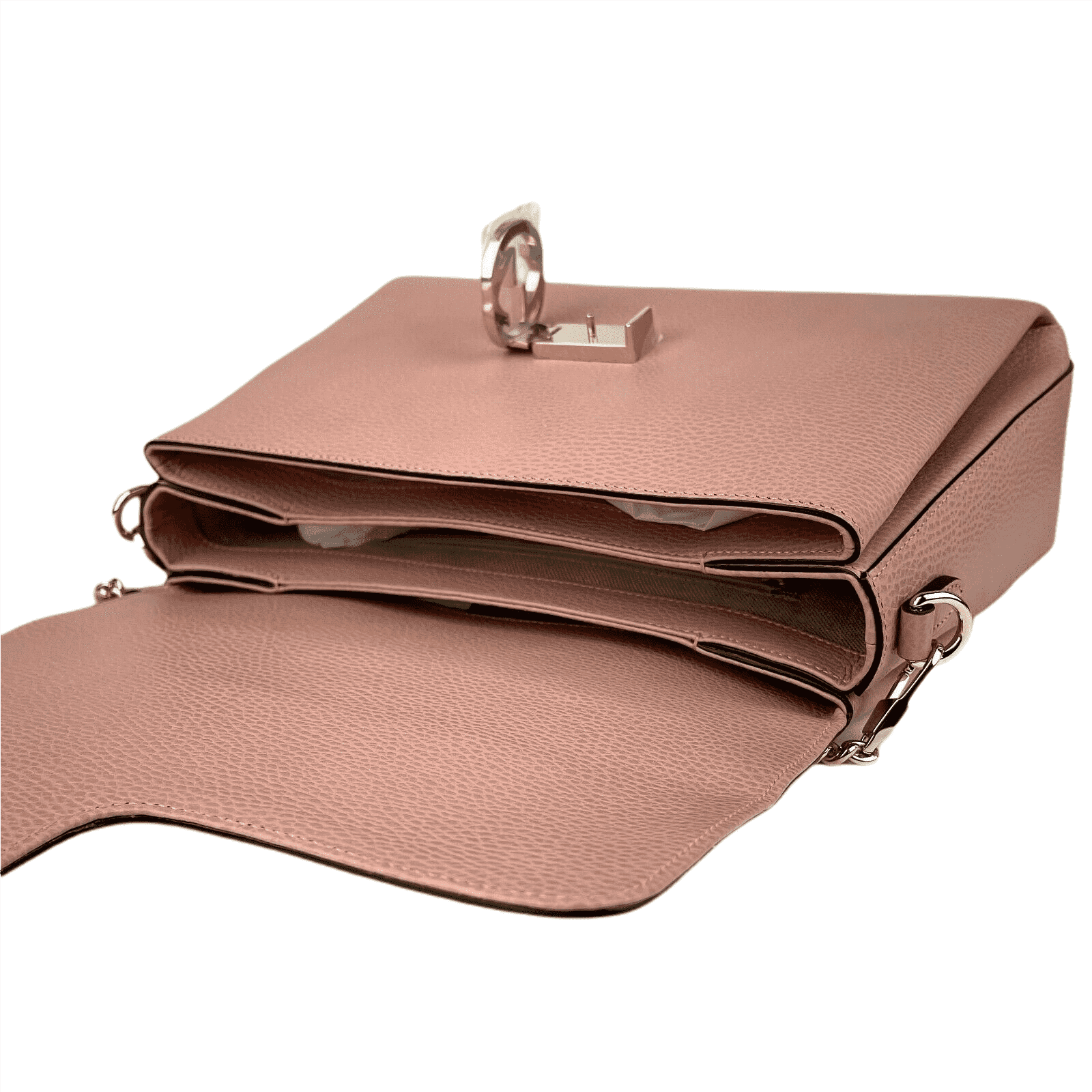 Powder Pink Leather Large Interlocking G Crossbody Chain