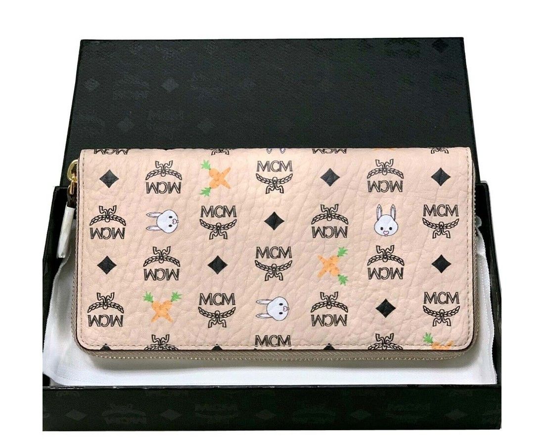 MCM Women's Beige Visetos Coated Canvas Zip Around Rabbit Size ONE SIZE - 3 Thumbnail