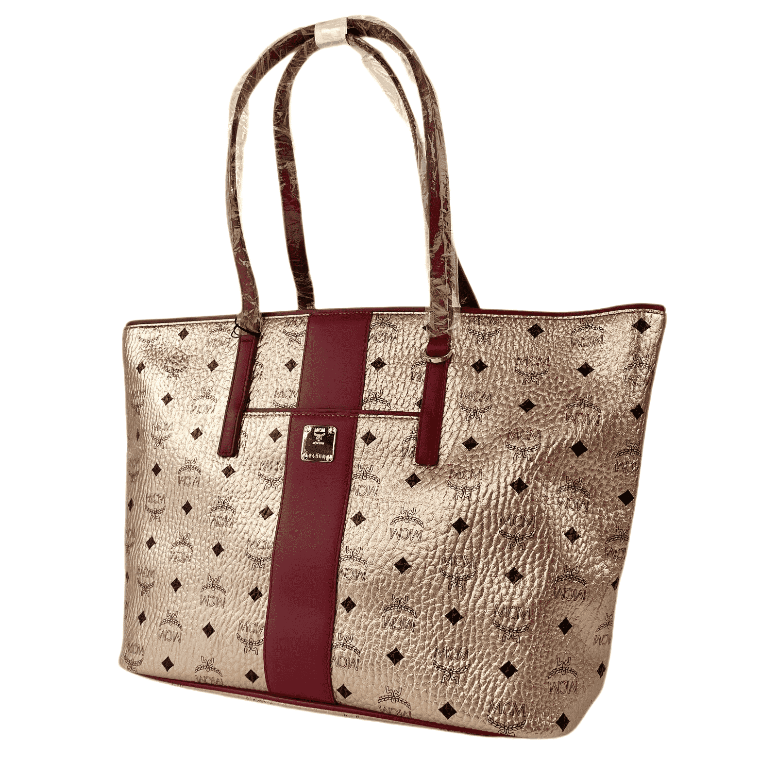 MCM Champagne Gold Monogram Visetos Canvas Medium Tote Bag Size ONE SIZE - 4 Thumbnail