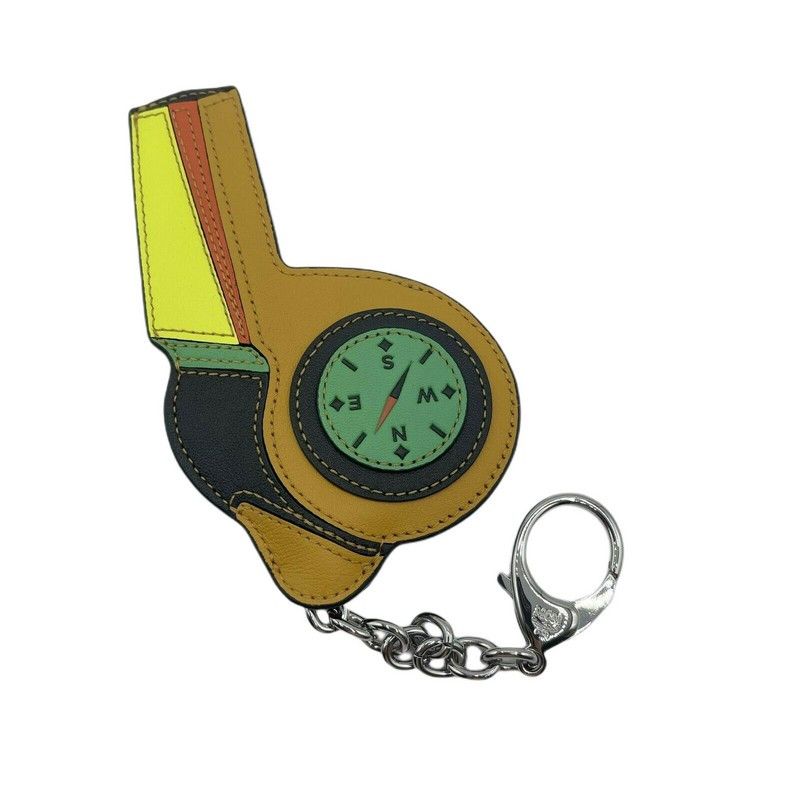 MCM Women's Brown/Yellow Leather Cognac Visetos Whistle Charm Size ONE SIZE - 4 Thumbnail