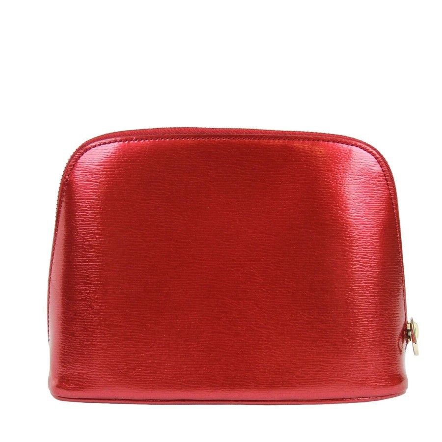Gucci New Women's Red Shiny Leather Cosmetic Case w/Interlocking Size ONE SIZE - 2 Thumbnail