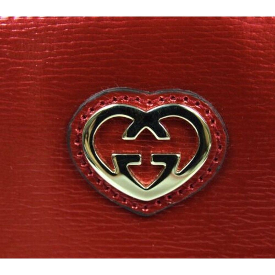 Gucci New Women's Red Shiny Leather Cosmetic Case w/Interlocking Size ONE SIZE - 6 Thumbnail