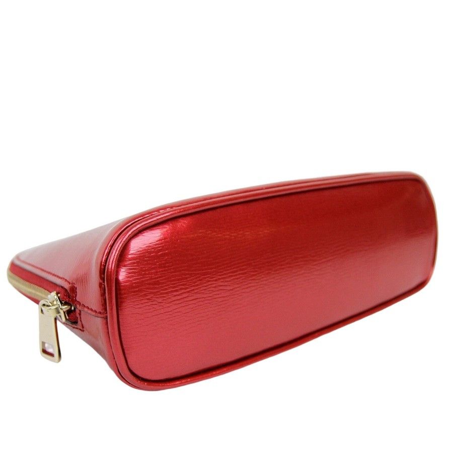 Gucci New Women's Red Shiny Leather Cosmetic Case w/Interlocking Size ONE SIZE - 3 Thumbnail
