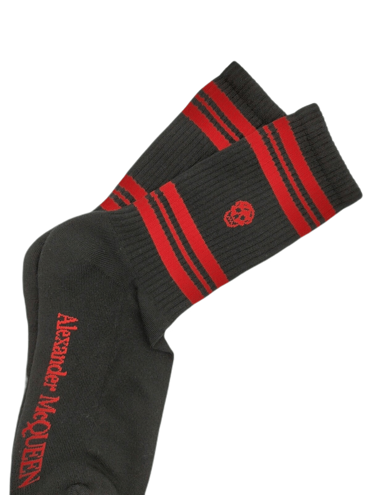 Alexander McQueen Women's Black Mid-Calf Stripe Skull Sport Socks M Size ONE SIZE - 3 Thumbnail