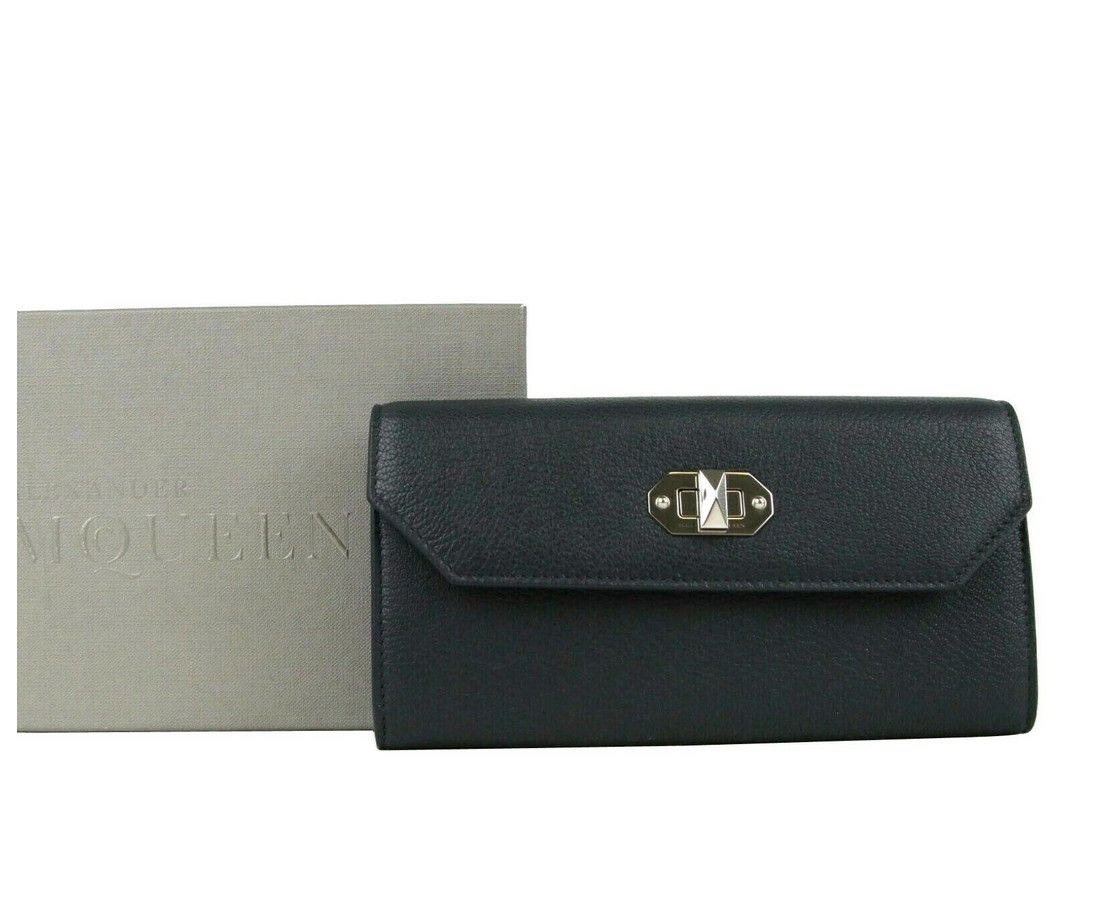 Alexander McQueen Women's Dark Blue Leather Continental Wallet Size ONE SIZE - 6 Thumbnail