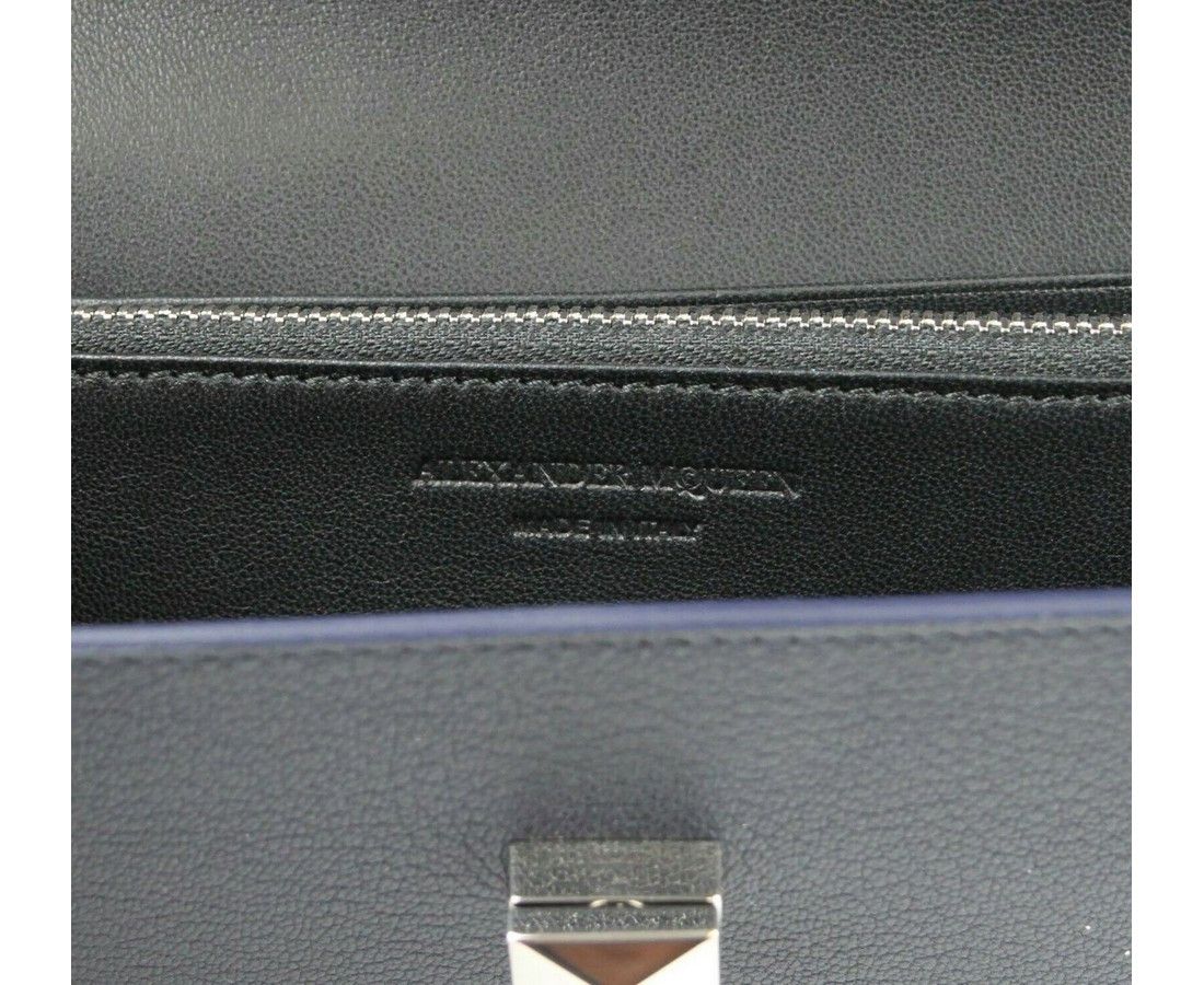 Alexander McQueen Women's Dark Blue Leather Continental Wallet Size ONE SIZE - 4 Thumbnail