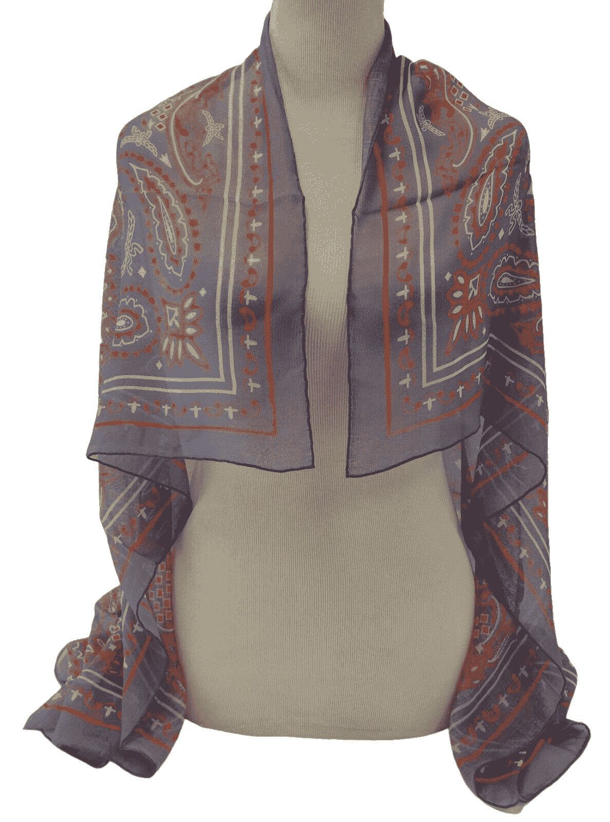 MCM Stonewash Modal/Silk Paisley Print Jacquard Scarf Size ONE SIZE - 3 Thumbnail